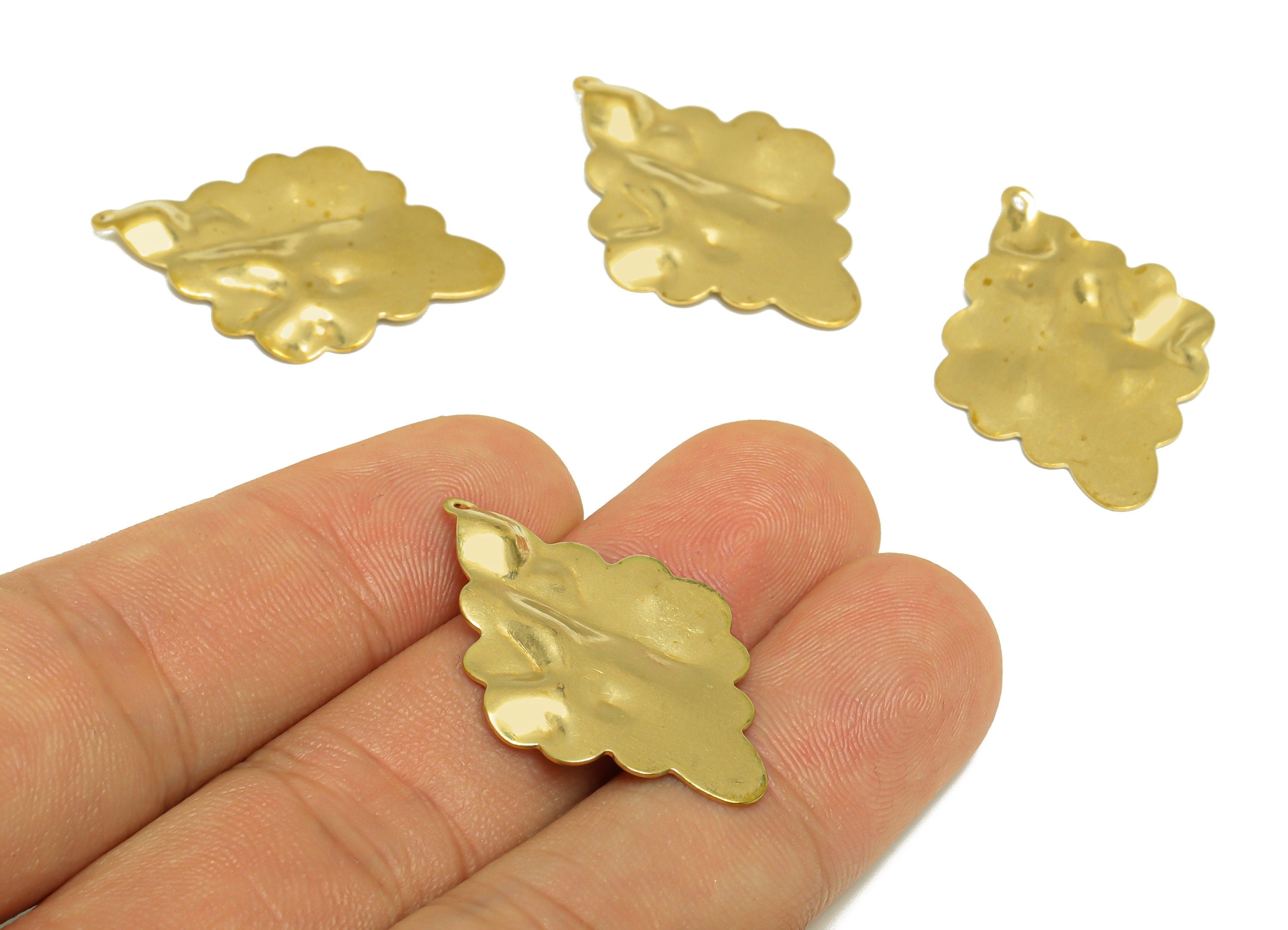 Hammered Diamond Earring Charm - Raw Brass Rhombic Earring Charm - Brass Lace Rhombic Pendant - Earring Finding - 32x22x1.96mm - PP10195 - DOMEDBAZAAR