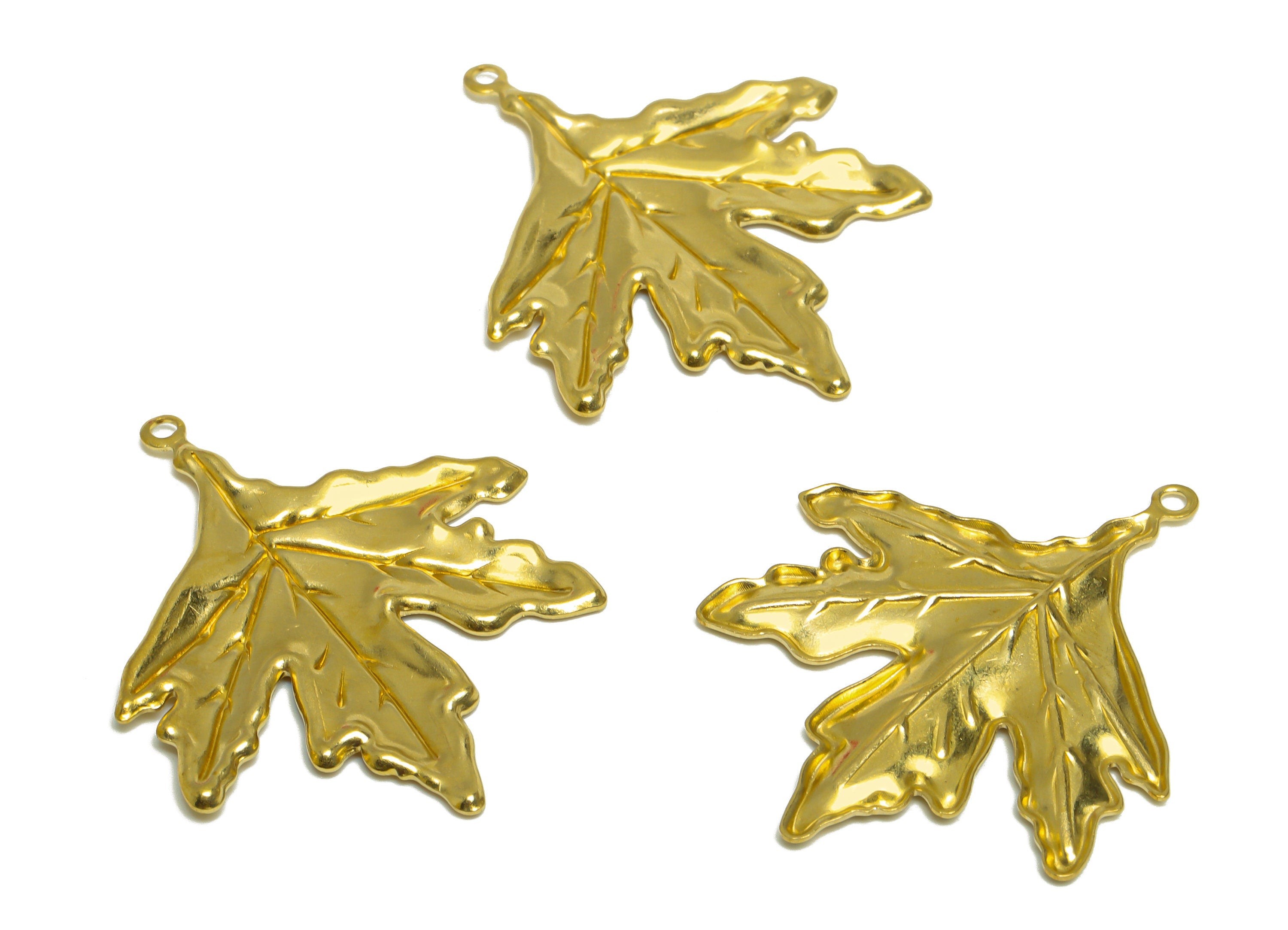 Brass Maple Leaf Earring Charm - Raw Brass Leaf Earring Charm - Brass Maple Leaf Pendant - Earring Finding - 37.5x34x1.8mm - PP10253 - DOMEDBAZAAR
