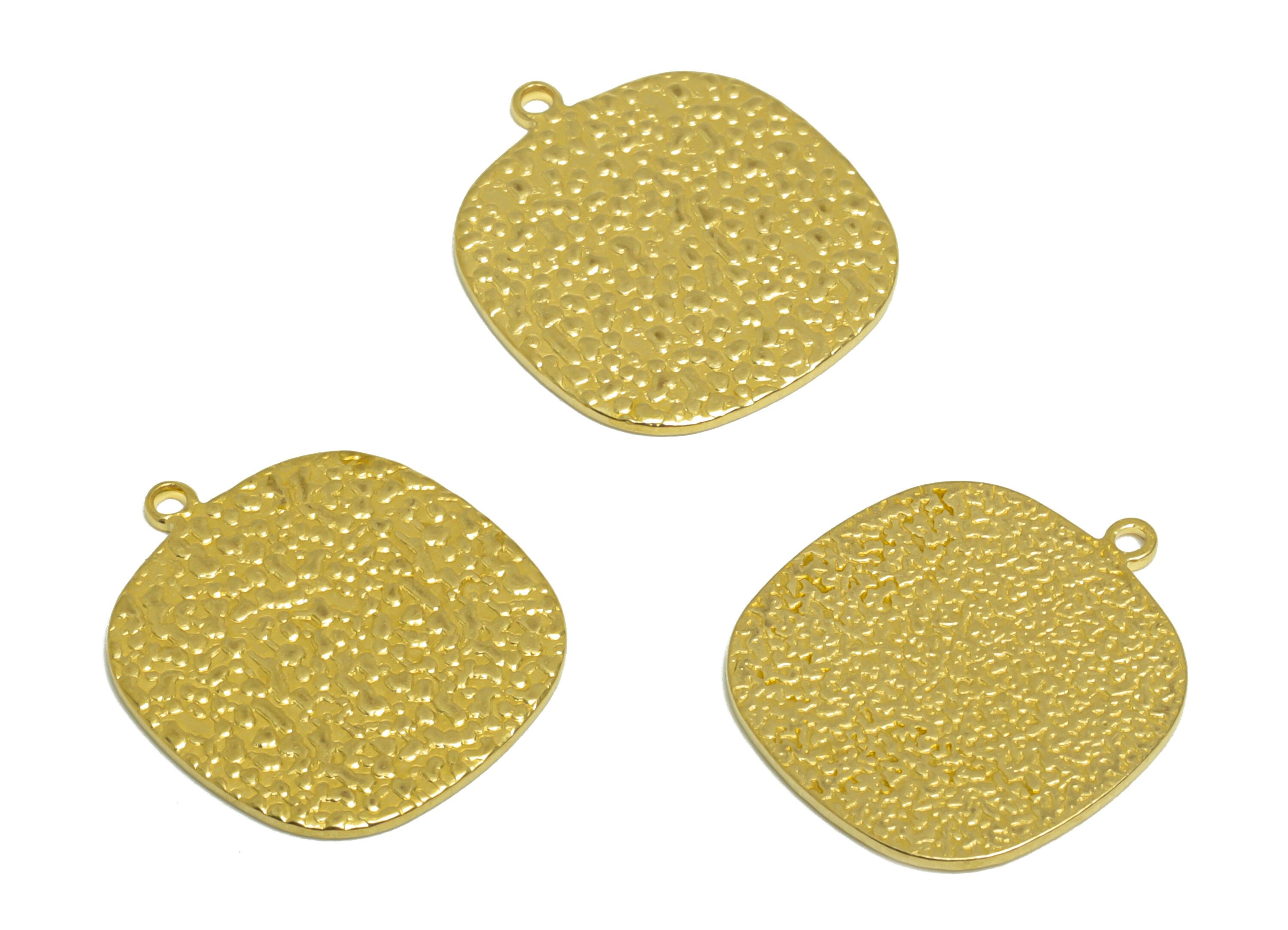 Brass Square Earring Charm - Raw Brass Textured Square Earring Charm - Brass Geometry Earring Charm - Earring Finding - 17.5x15x1mm -PP10208 - DOMEDBAZAAR