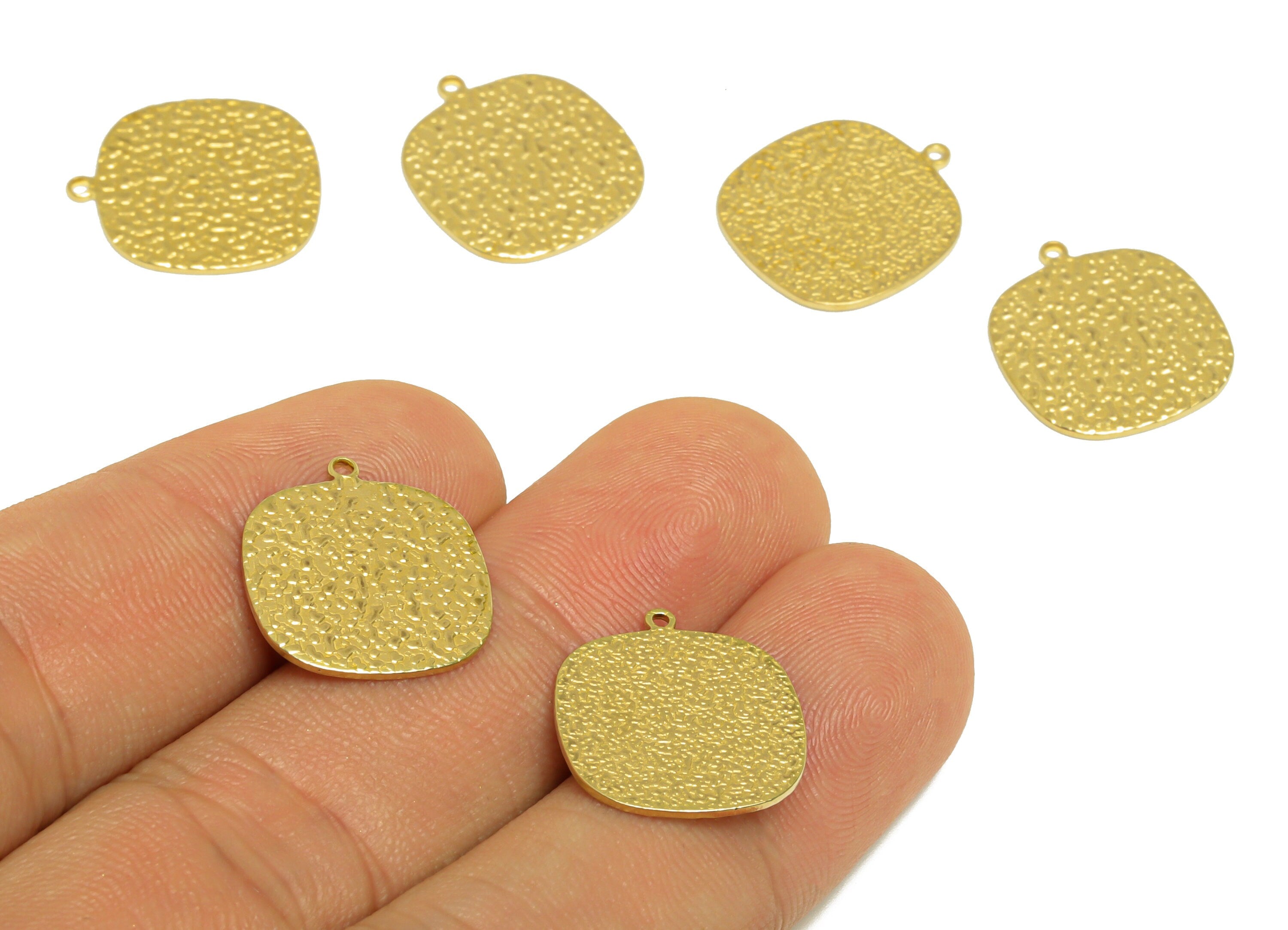 Brass Square Earring Charm - Raw Brass Textured Square Earring Charm - Brass Geometry Earring Charm - Earring Finding - 17.5x15x1mm -PP10208 - DOMEDBAZAAR