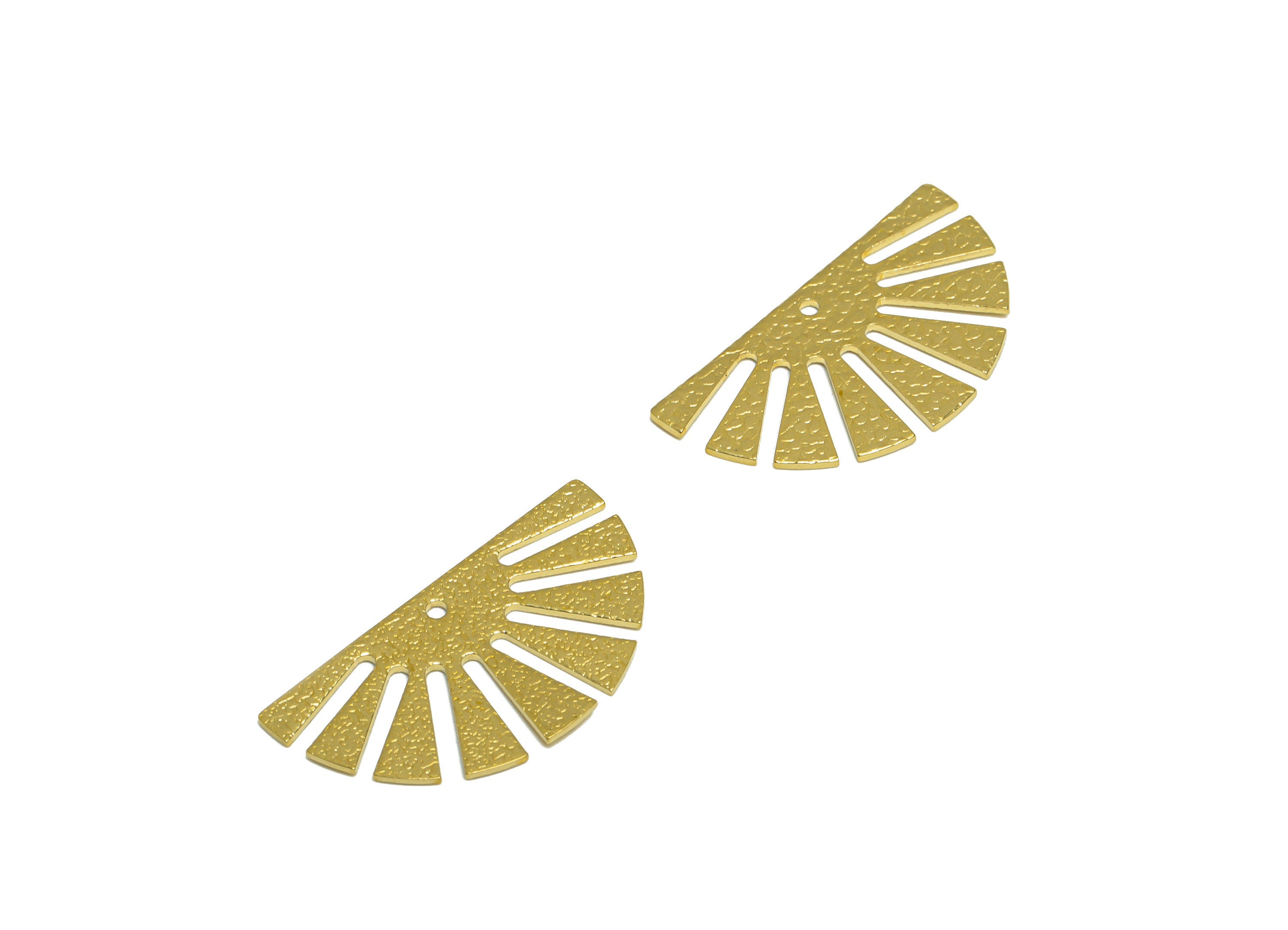 Brass Half Sun Earring Charm - Raw Brass Semi Circle Earring Charm - Brass Textured Sunshine Earring Charm - 30x16.3x0.8mm -PP10230 - DOMEDBAZAAR