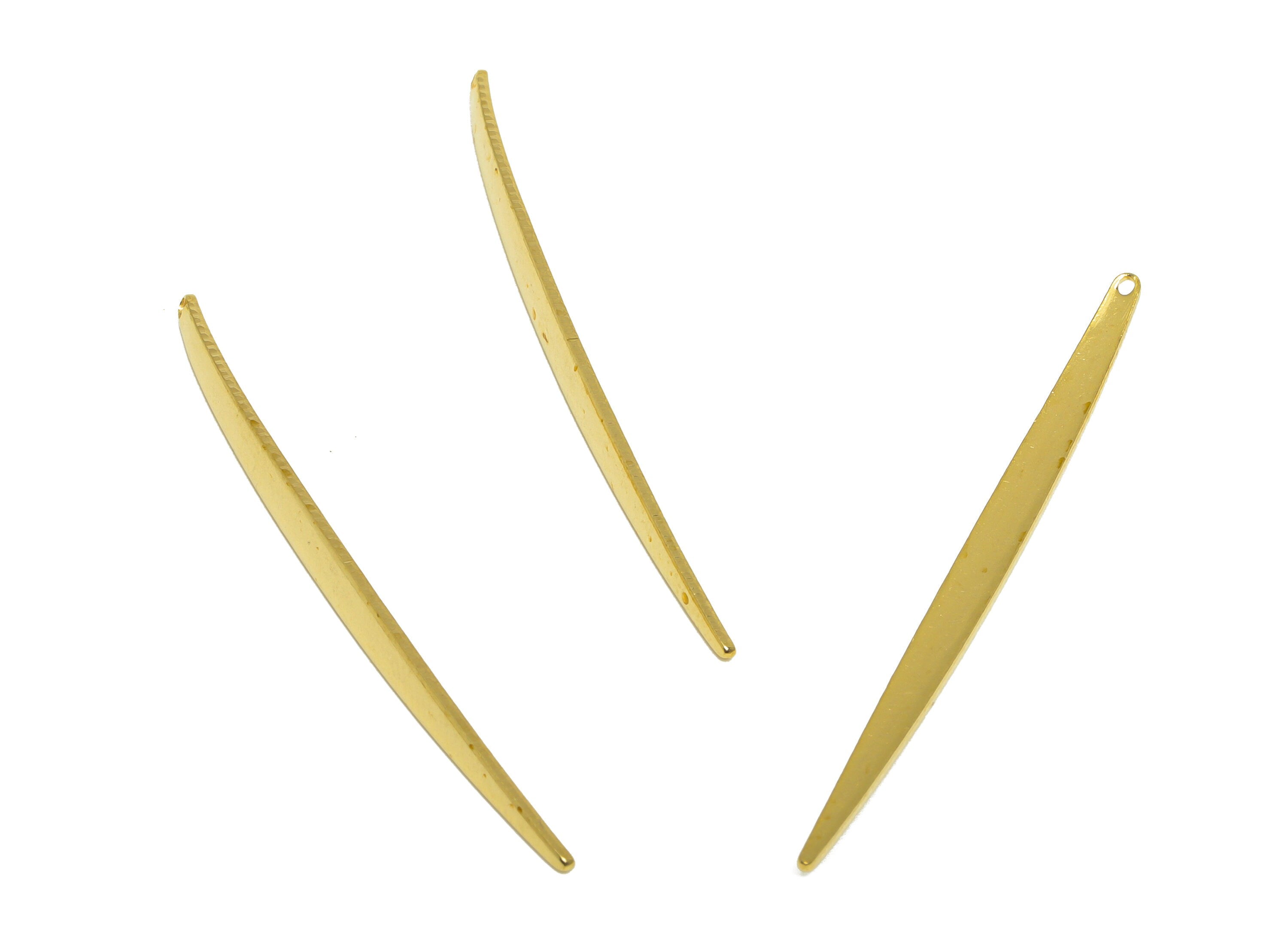 Brass Marquise Earring Charm - Raw Brass Long Bar Earring Charm - Brass Marquise Stick Earring Charm -Earring Finding - 52.2x3x1mm - PP10277 - DOMEDBAZAAR