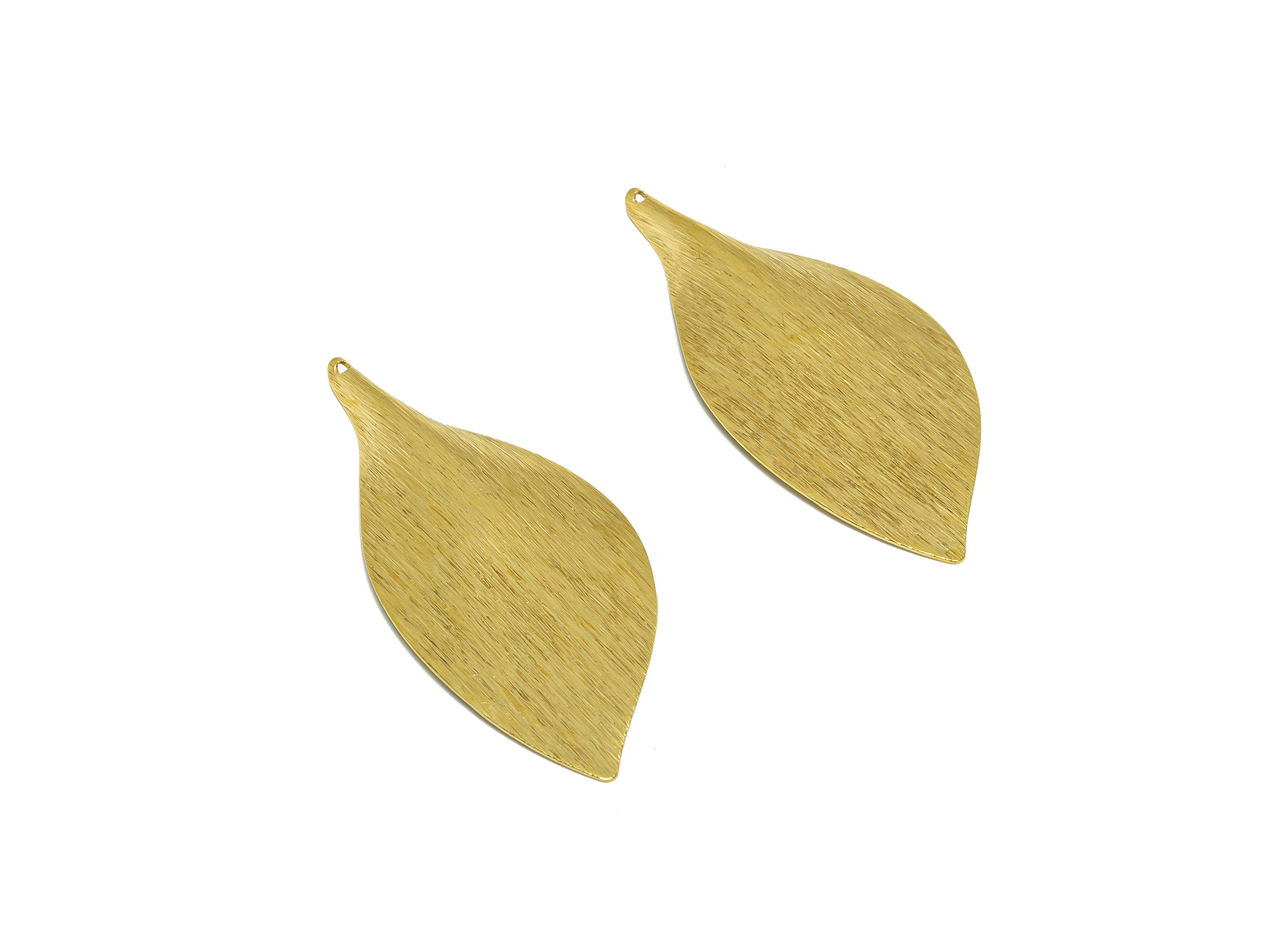 Brass Leaf Earring Charm - Raw Brass Textured Leaf Earring Charm - Brass Botanical Earring Charm - Brass Leaf Pendant - 56x25x3mm - PP10229 - DOMEDBAZAAR