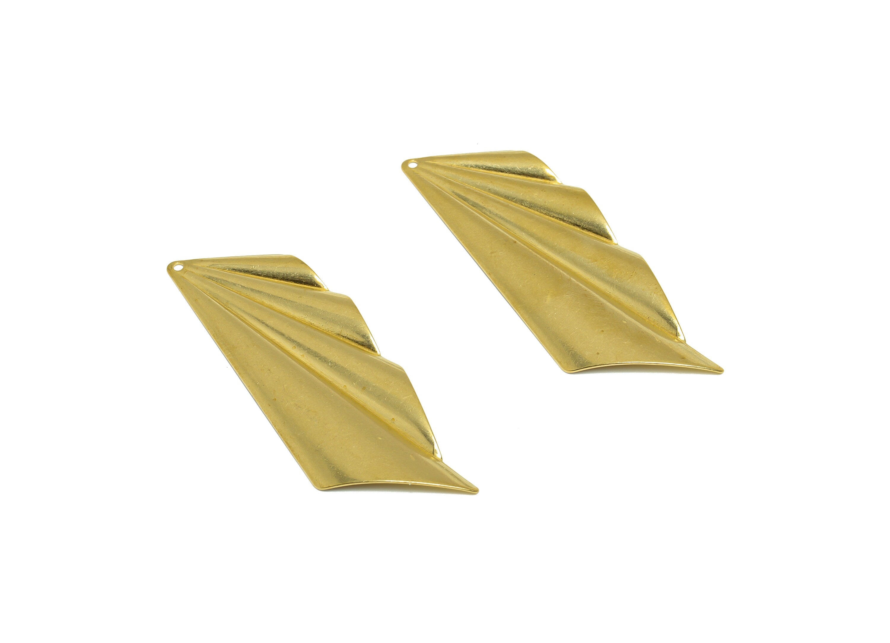 Brass Wavy Earring Charm - Raw Brass Irregular Earring Charm - Brass Abstract Earring Charm - Earring Finding - 58.1x19.3x2.14mm - PP10271 - DOMEDBAZAAR