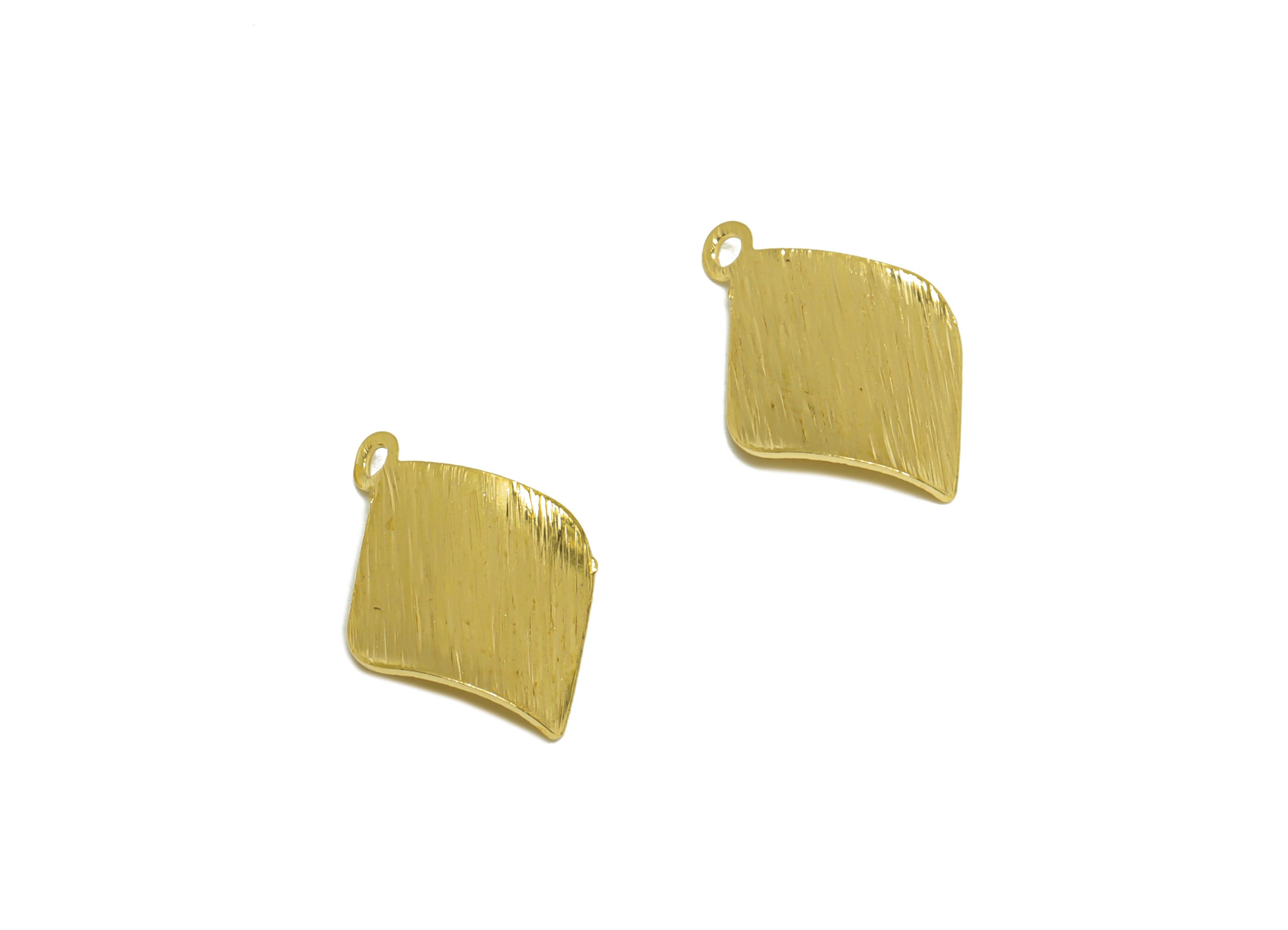 Brass Diamond Earring Charm - Raw Brass Rhombic Earring Charms - Textured Bent Diamond Charm - Earring Finding - 16x11.3x1.9mm - PP10242 - DOMEDBAZAAR