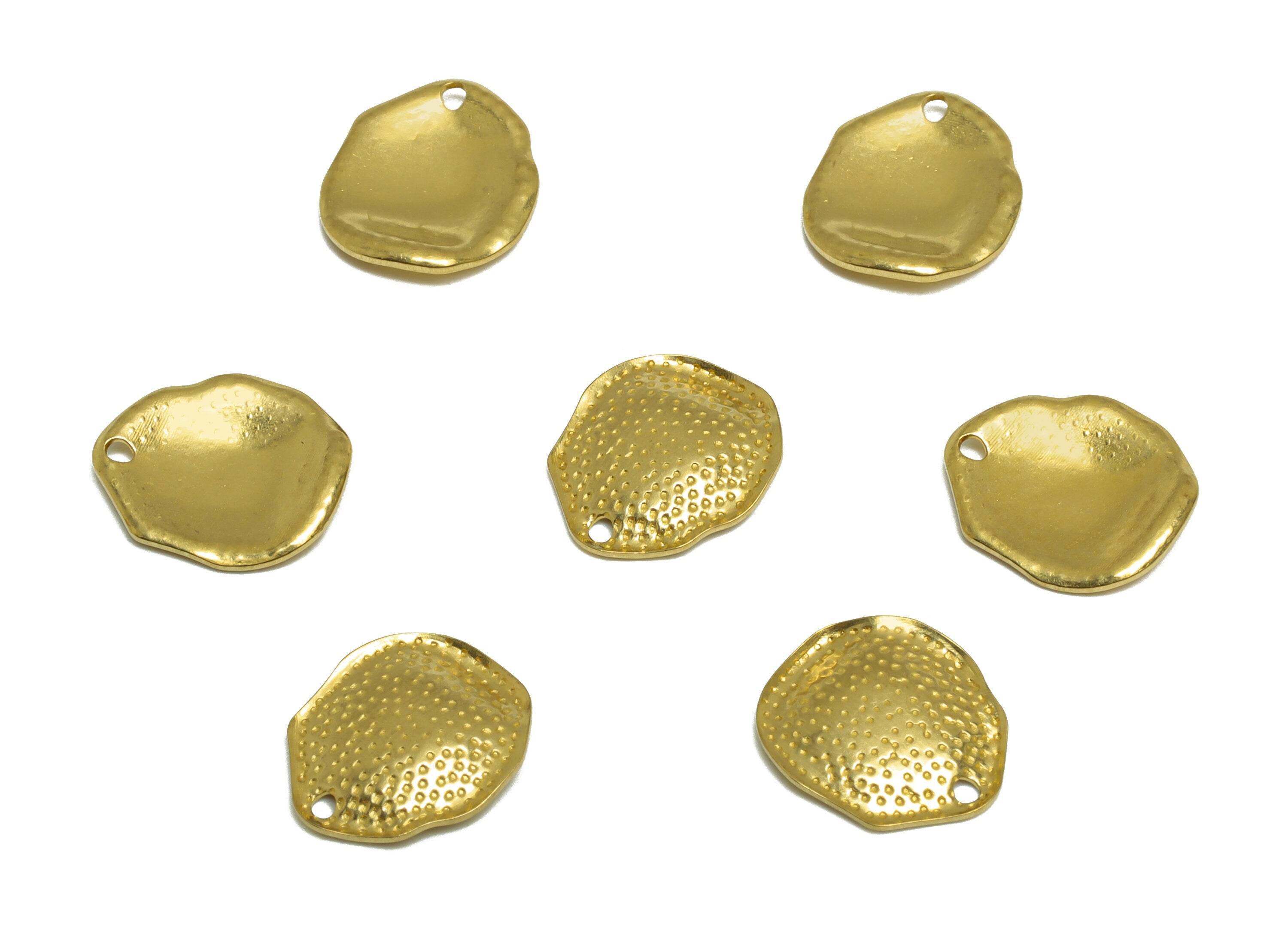 Brass Teardrop Earring Charm - Raw Brass Depression Teardrop Earring Charm - Irregular Earring Charm - Earring Finding - 13x11x1mm- PP10280 - DOMEDBAZAAR