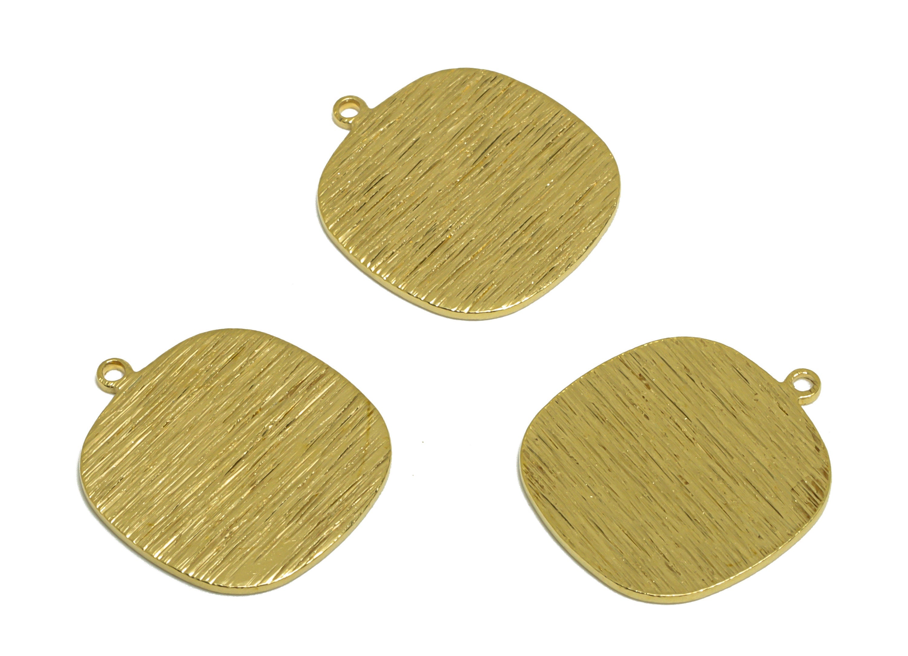 Brass Textured Square Earring Charm - Raw Brass Square Earring Charm - Oval Square Earring Charm - Earring Finding - 17.5x15x0.8mm - PP10235 - DOMEDBAZAAR