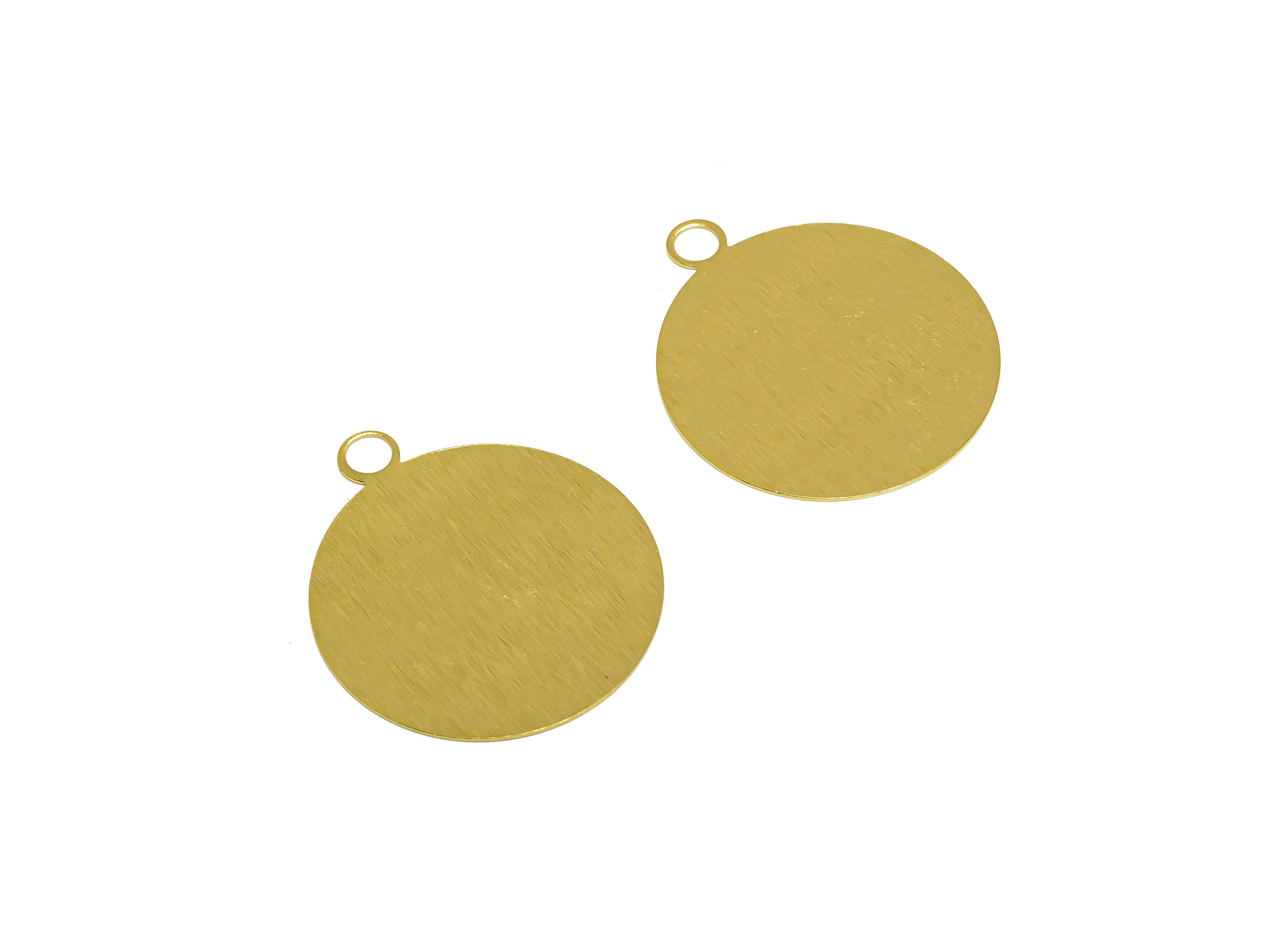 Brass Textured Round Earring Charm - Raw Brass Circle Earring Charm - Brass Geometry Pendant - Earring Finding - 35.1x30x0.53mm - PP10255 - DOMEDBAZAAR