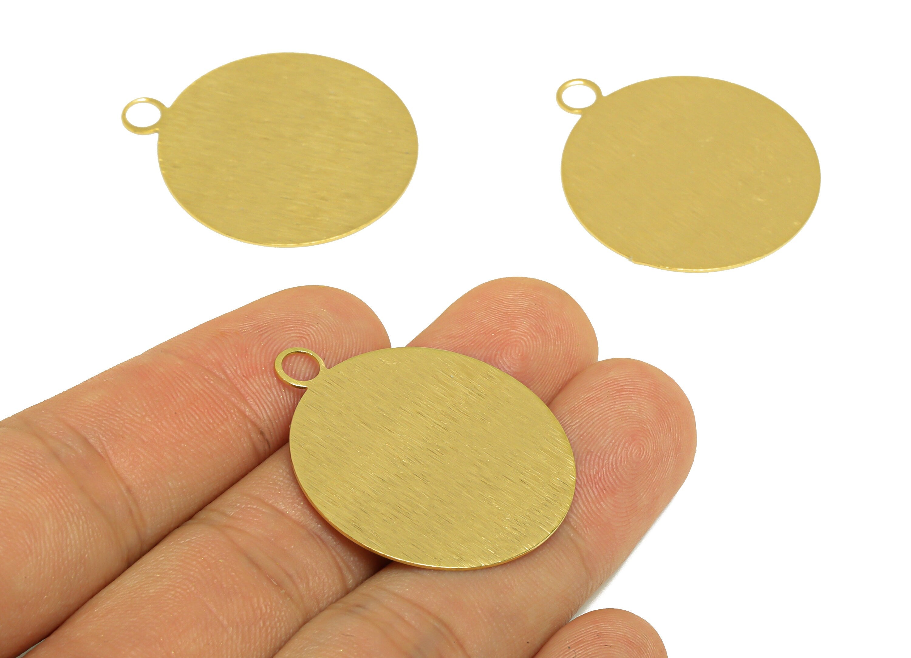 Brass Textured Round Earring Charm - Raw Brass Circle Earring Charm - Brass Geometry Pendant - Earring Finding - 35.1x30x0.53mm - PP10255 - DOMEDBAZAAR