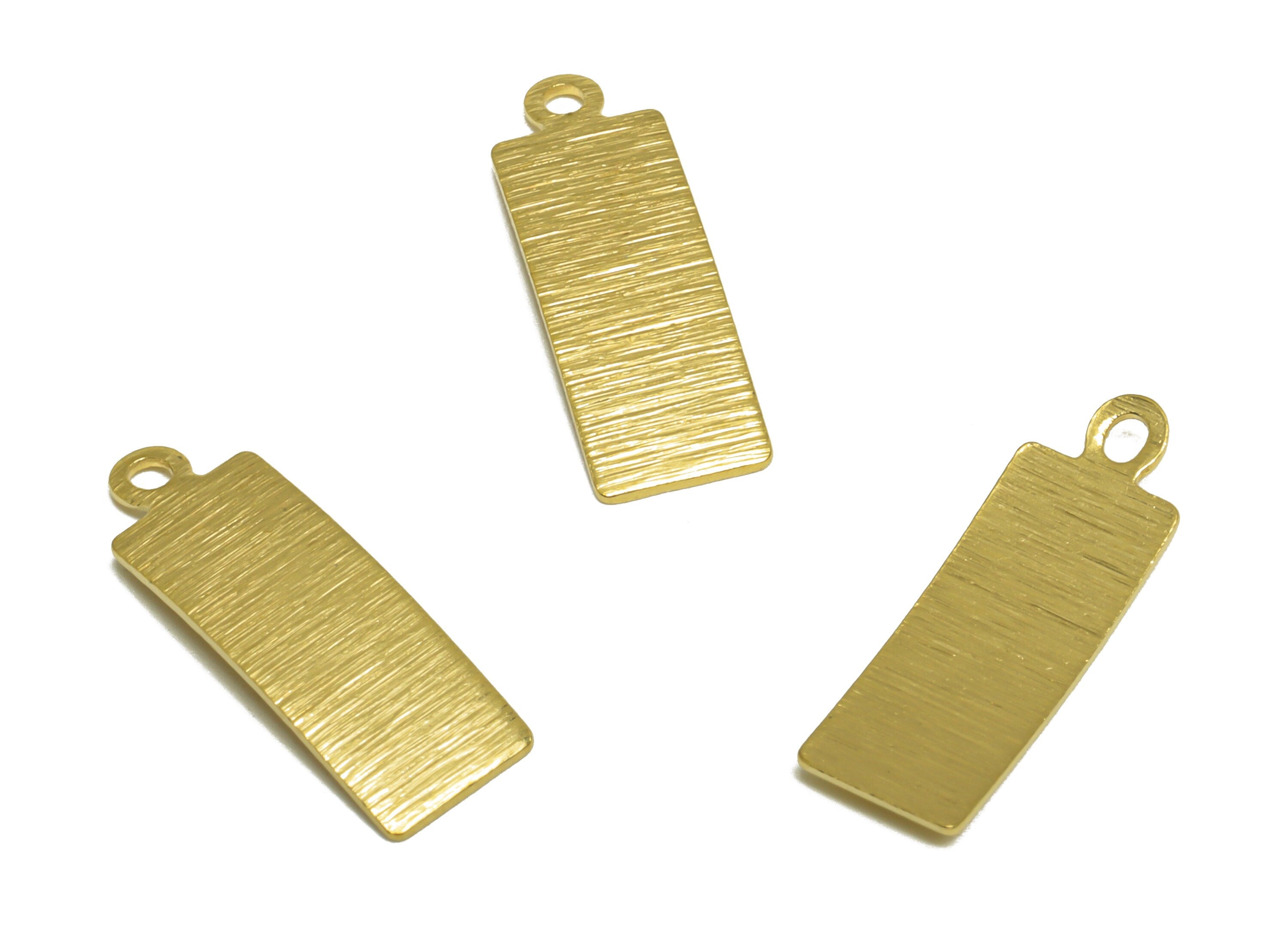 Brass Curved Rectangle Earring Charm - Raw Brass Bent Rectangle Earring Charm - Brass Textured Geometry Pendant - 19x6.5x0.62mm - PP10303 - DOMEDBAZAAR