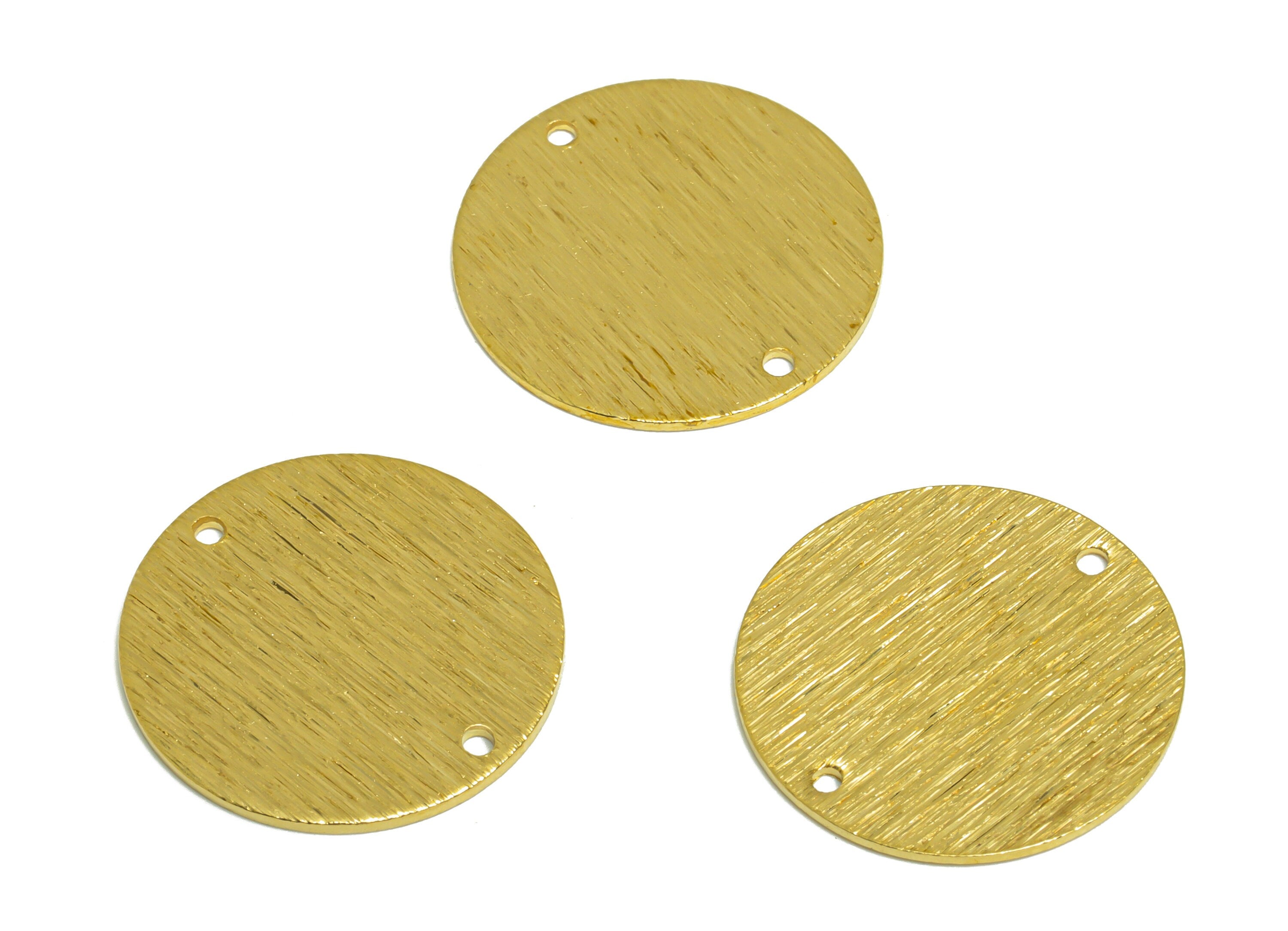 Brass Textured Round Earring Connector - Raw Brass Circle Earring Charms - Brass Geometry Charm - Earring Finding - 21x21x0.84mm - PP10273 - DOMEDBAZAAR