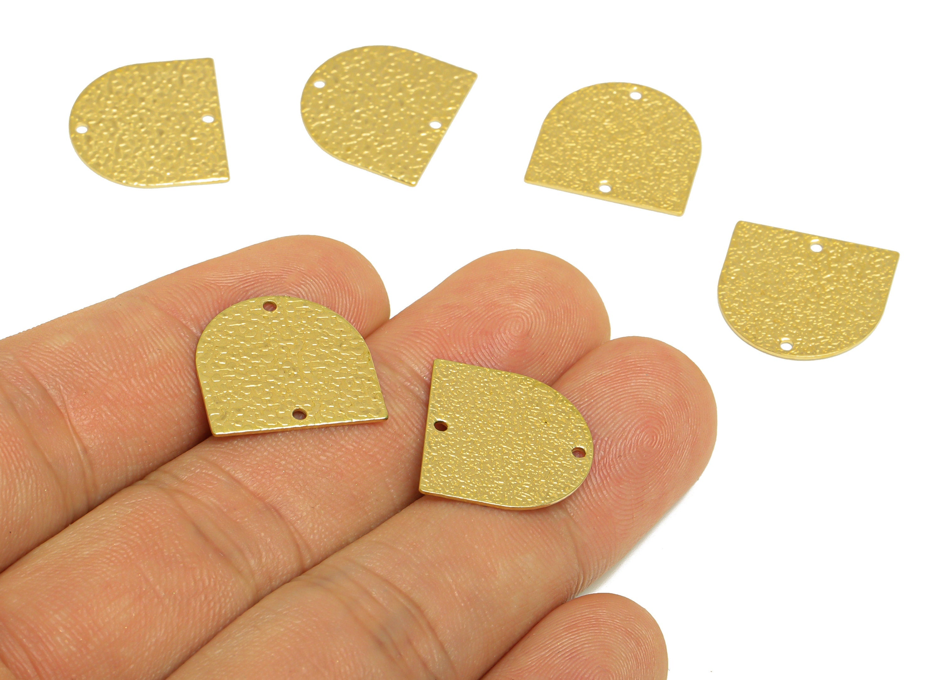 Brass Textured Domed Earring Connector - Raw Brass Domed Earring Charms - Brass Geometry Charm - Earring Finding - 17x16x0.65mm - PP10204 - DOMEDBAZAAR