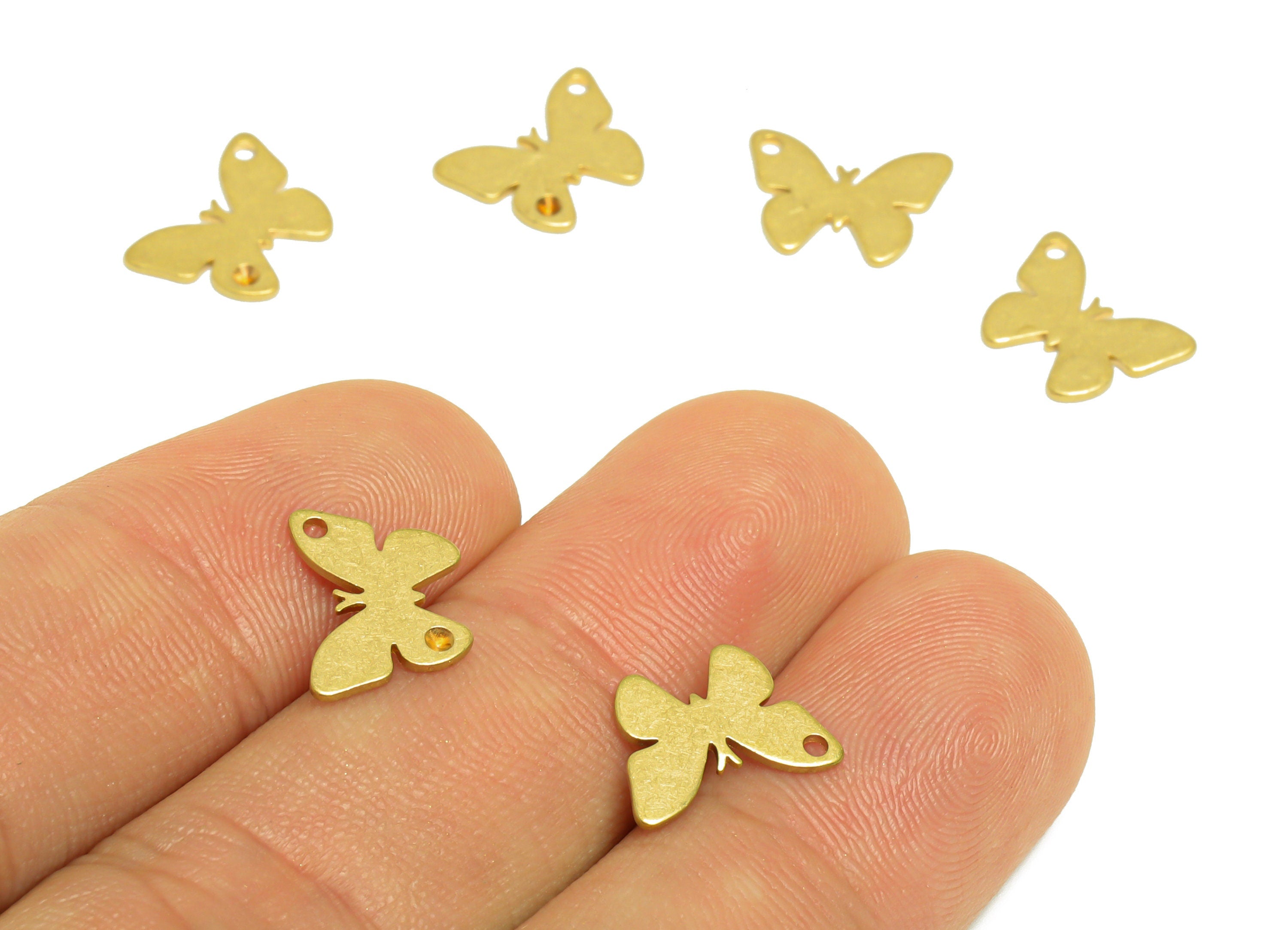 Brass Butterfly Earring Charm - Raw Brass Butterfly Earring Charms - Brass Inset Charm For Diamond - Earring Finding - 12x8x0.8mm - PP10267 - DOMEDBAZAAR