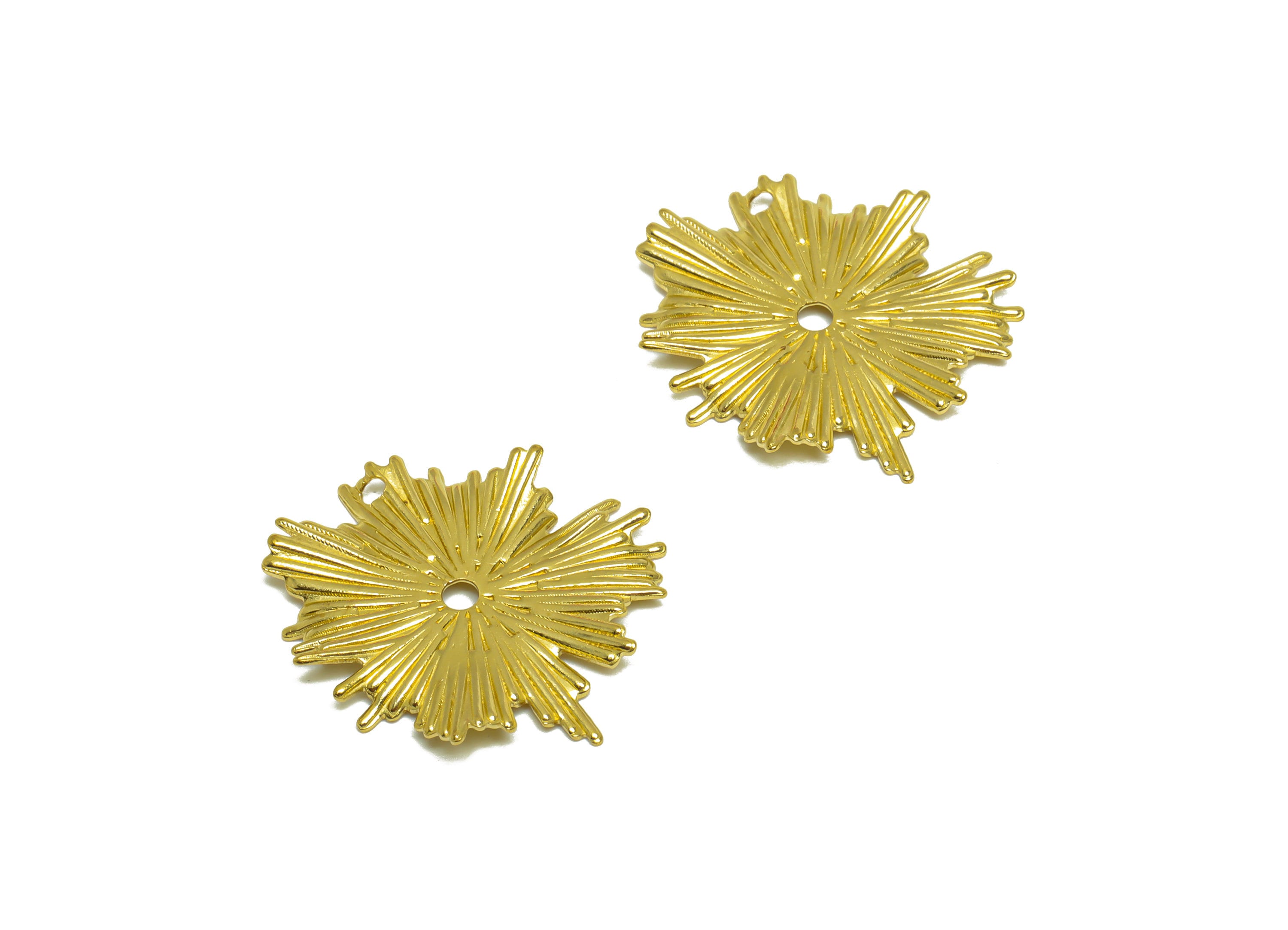 Brass Textured Flower Earring Charm - Raw Brass Textured Wavy Earring Charm - Brass Flower Pendant - Earring Finding - 22x19.4x1mm - PP10222 - DOMEDBAZAAR