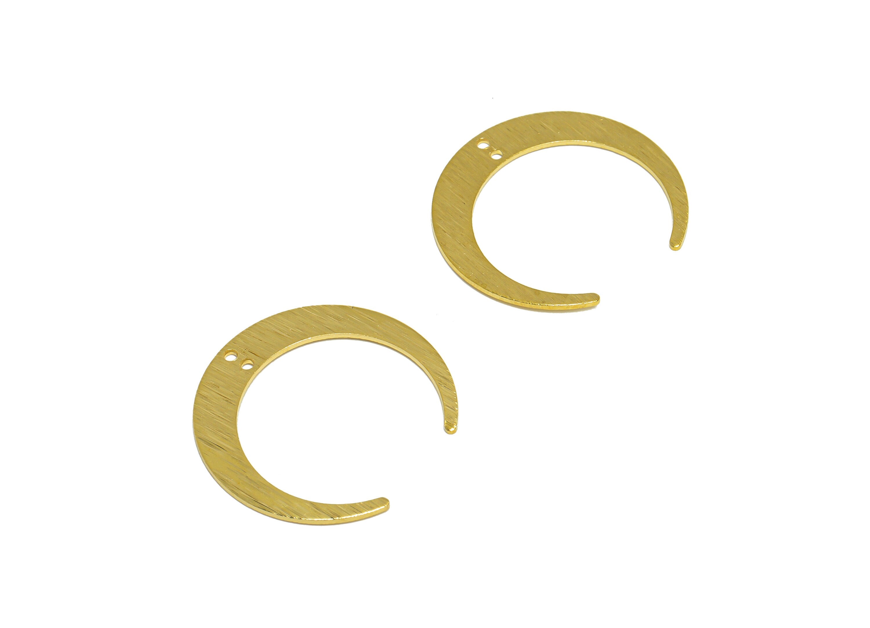 Brass Crescent Earring Connector - Raw Brass Textured Moon Earring Charm - Brass Crescent Pendant - Earring Finding - 27x25x0.9mm - PP10272 - DOMEDBAZAAR