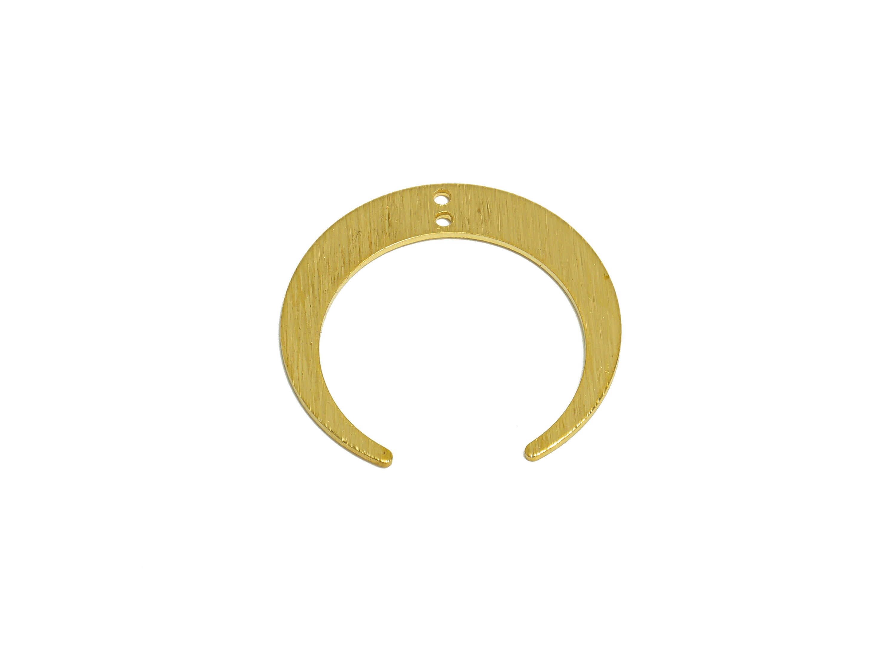 Brass Crescent Earring Connector - Raw Brass Textured Moon Earring Charm - Brass Crescent Pendant - Earring Finding - 27x25x0.9mm - PP10272 - DOMEDBAZAAR