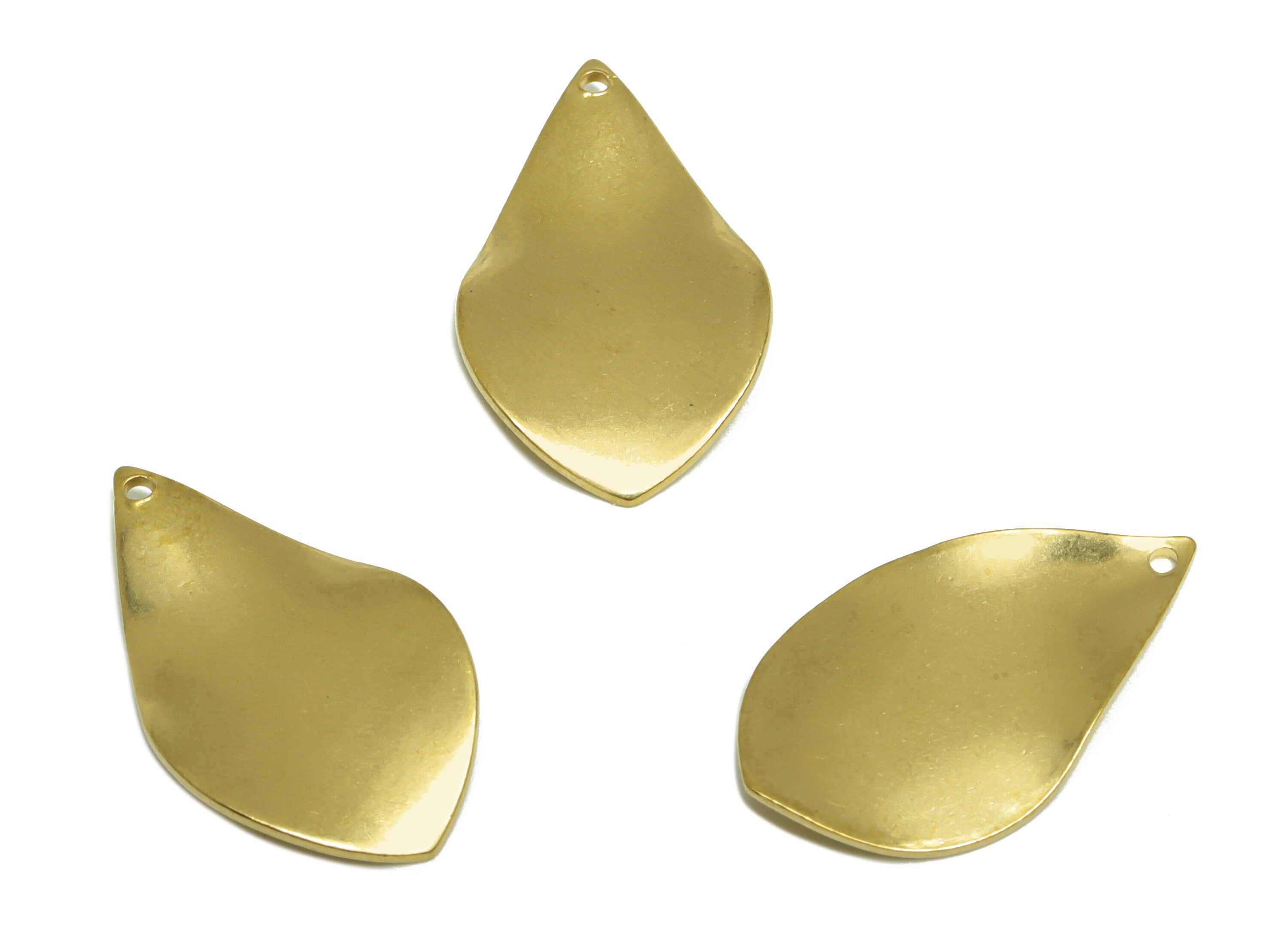 Brass Teardrop Earring Charm - Raw Brass Wavy Drop Leaf Earring Charm - Brass Geometry Earring Charm - Earring Finding - 25x15x1mm - PP10196 - DOMEDBAZAAR