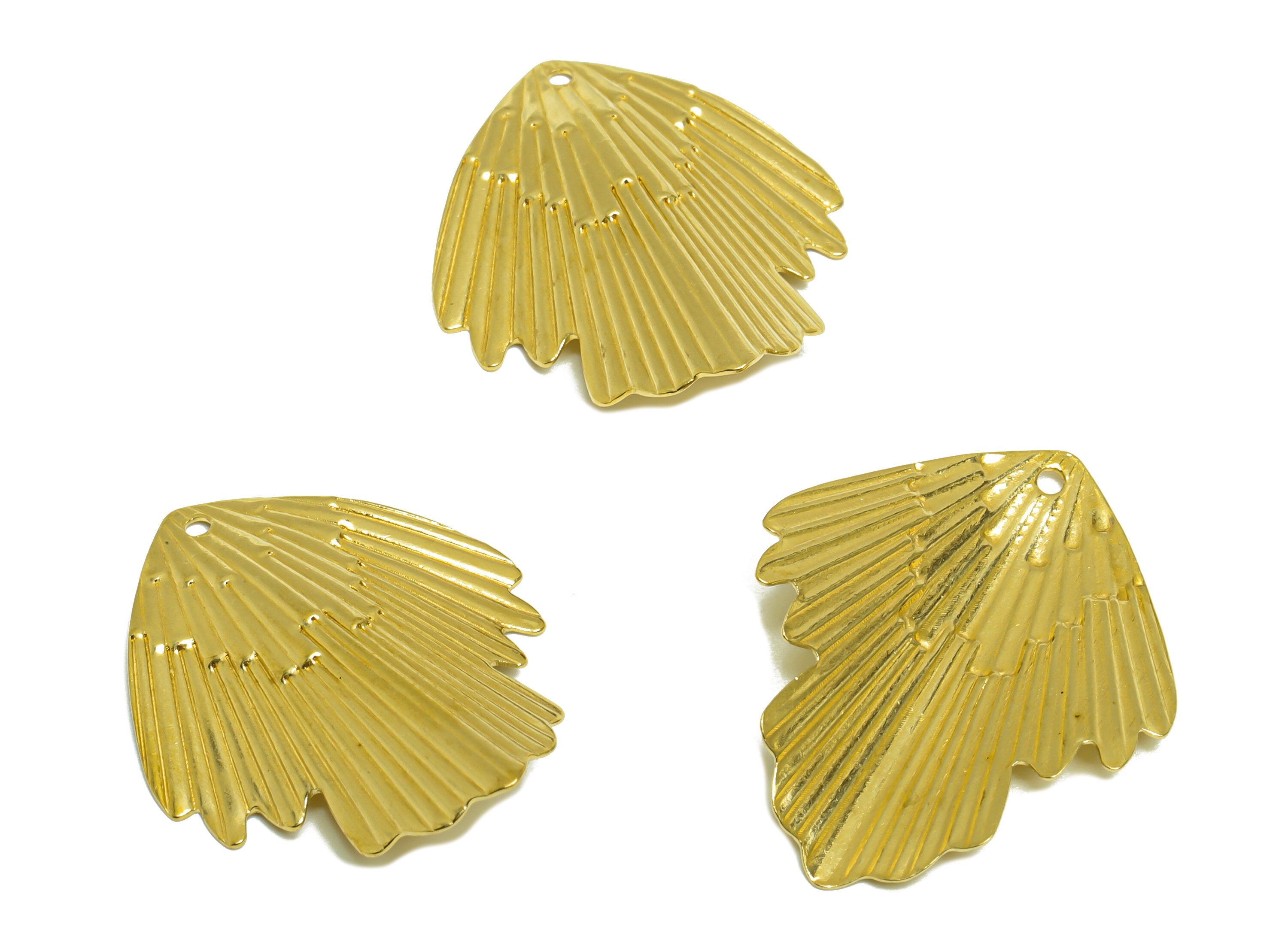 Brass Fish Tail Earring Charm - Raw Brass Bent Fish Tail Earring Charm - Textured Bent Earring Charm - Earring Finding - 32x25x4mm - PP10254 - DOMEDBAZAAR