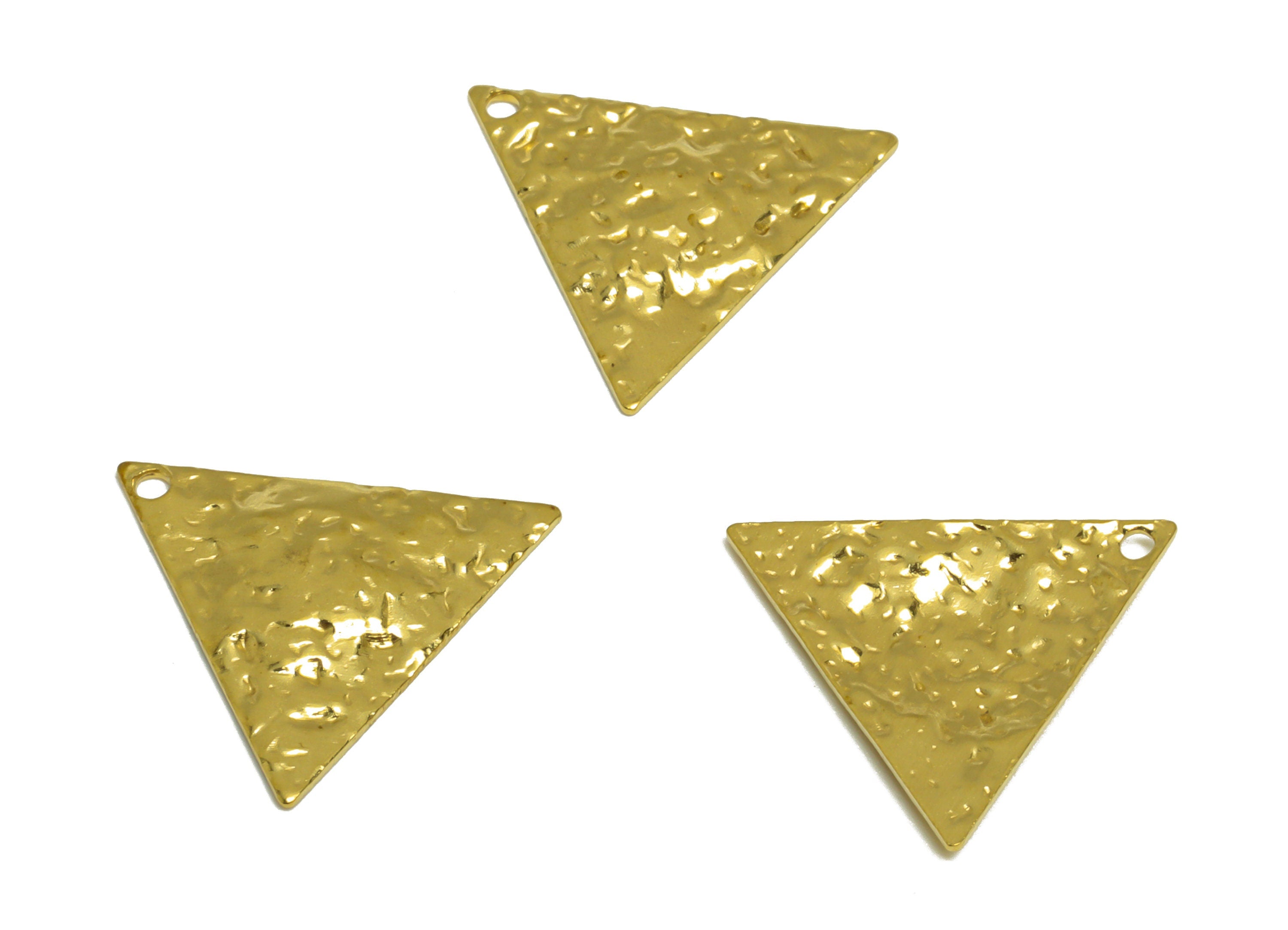 Brass Triangle Earring Charm - Raw Brass Hammered Triangle Earring Charm - Geometry Earring Charm - Earring Finding - 17x14.8x1mm - PP10278 - DOMEDBAZAAR