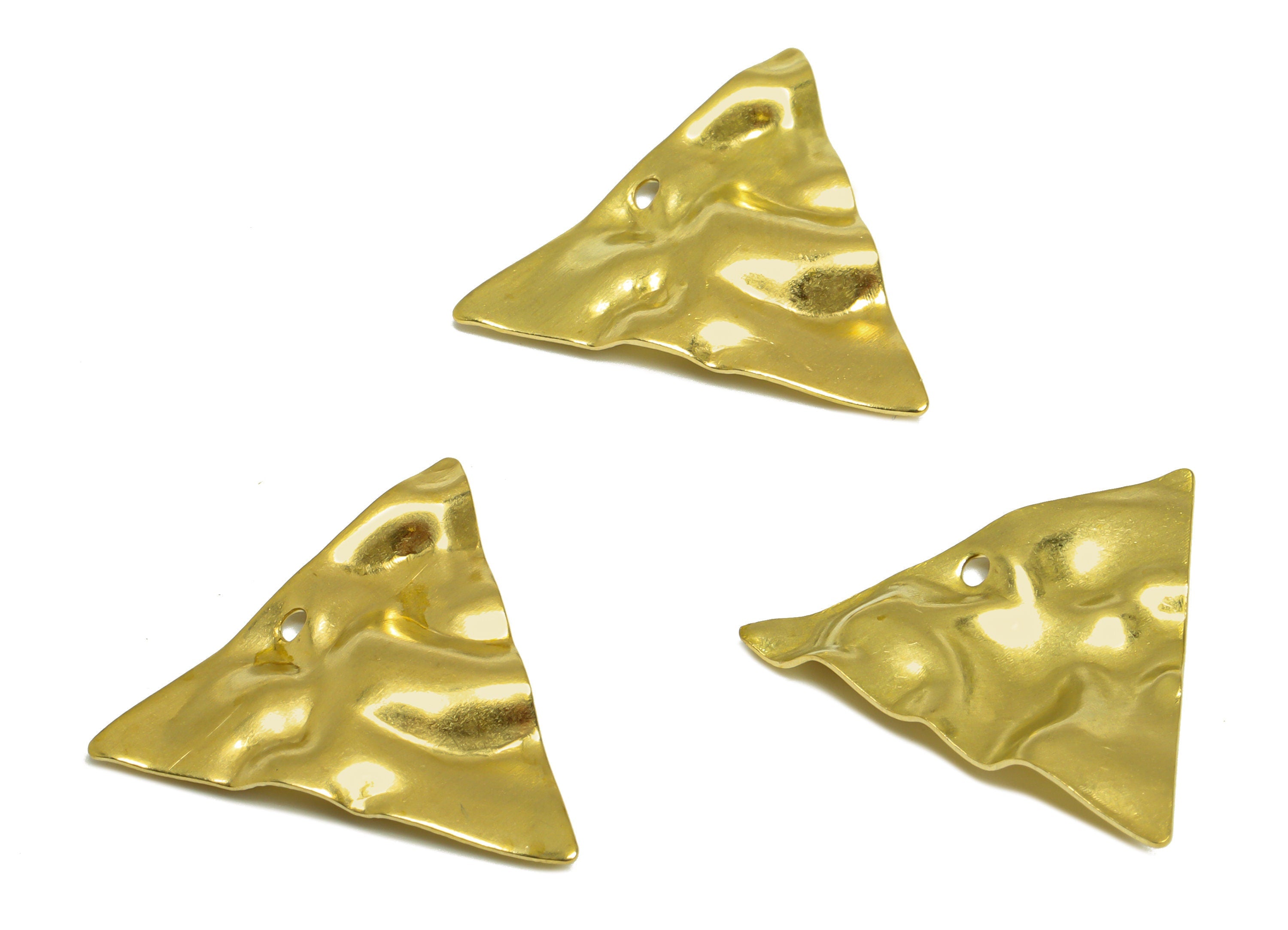Brass Wavy Triangle Earring Charm - Raw Brass Hammered Earring Charm - Geometry Earring Charm - Earring Finding - 25.4x22x3.14mm - PP10276 - DOMEDBAZAAR