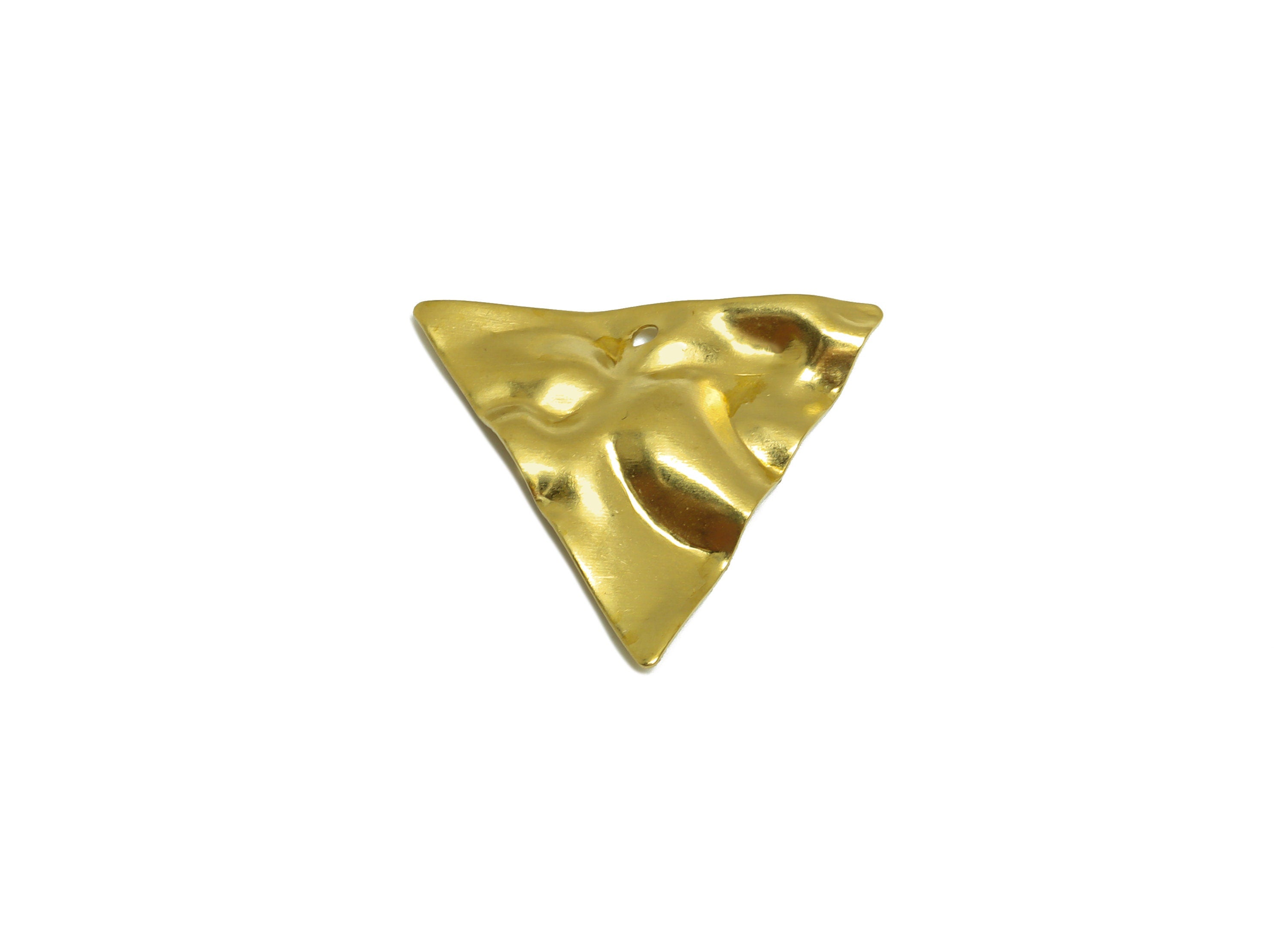 Brass Wavy Triangle Earring Charm - Raw Brass Hammered Earring Charm - Geometry Earring Charm - Earring Finding - 25.4x22x3.14mm - PP10276 - DOMEDBAZAAR