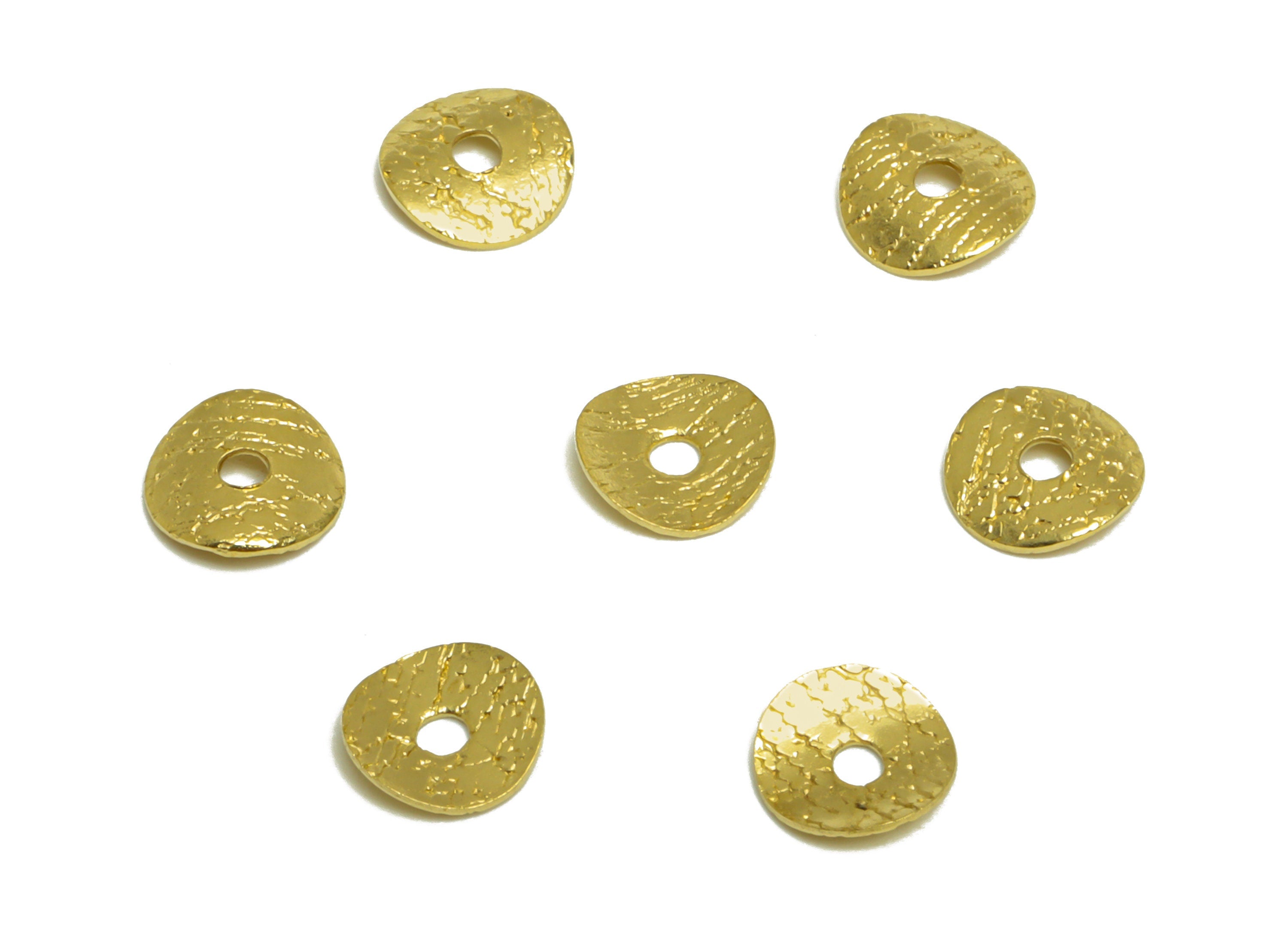 Brass Hammered Space Beads - Raw Brass 6mm Donut Spacer Earring Charm - Brass Circle Earring Charm - Earring Finding - 6x6x1.3mm - PP10232 - DOMEDBAZAAR