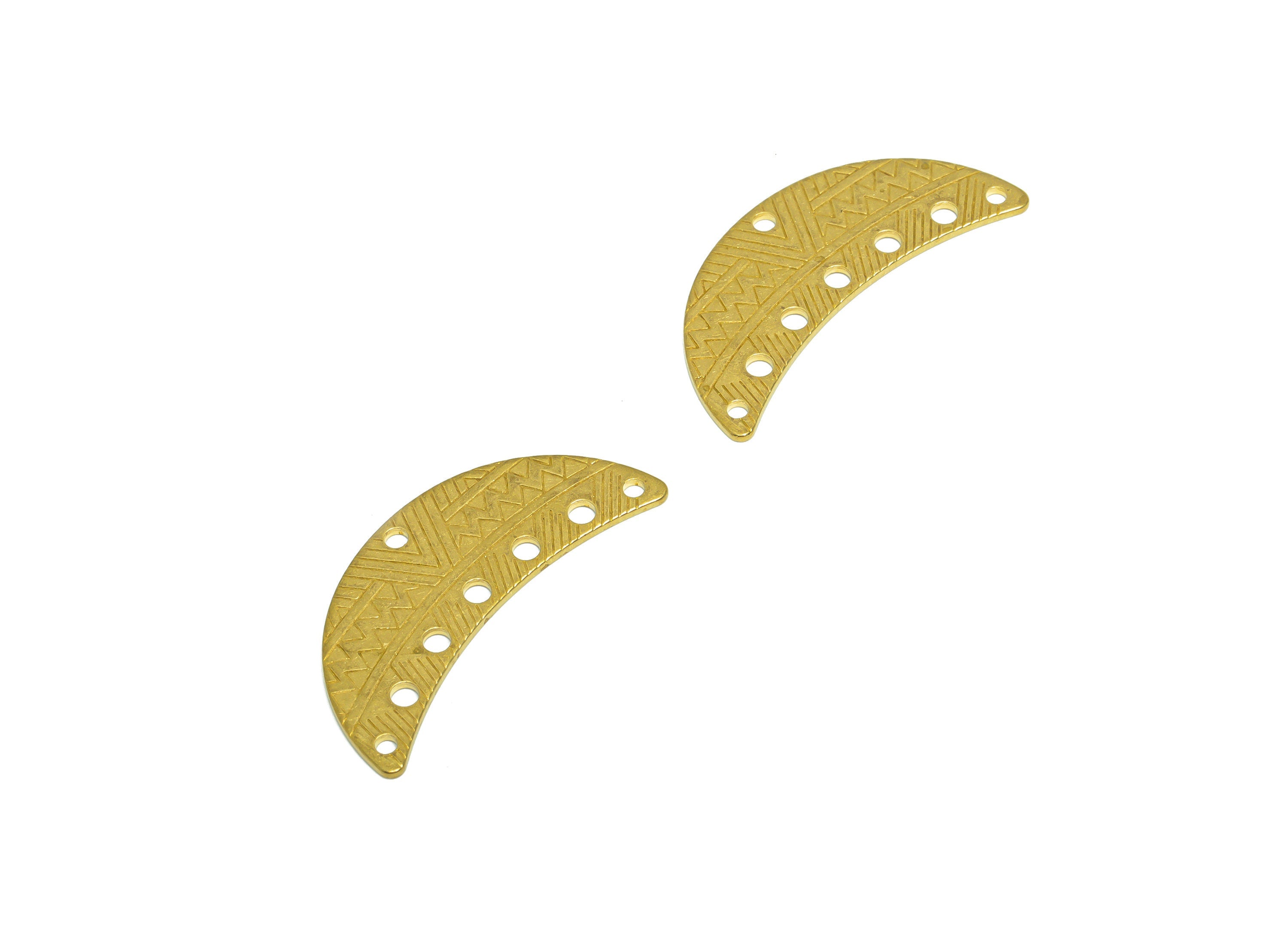 Brass Crescent Connector For Tassel Chain Earring - Raw Brass Crescent Earring Charm - Brass Moon Earring Charm - 35.2x16.2x1mm - PP10205 - DOMEDBAZAAR