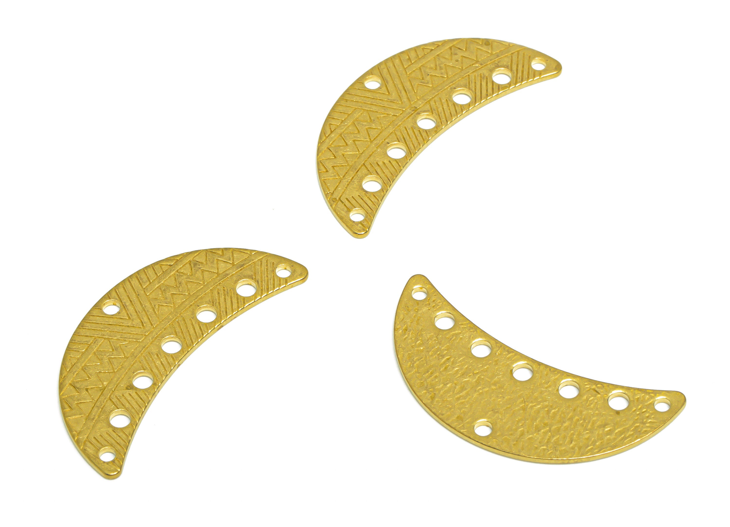 Brass Crescent Connector For Tassel Chain Earring - Raw Brass Crescent Earring Charm - Brass Moon Earring Charm - 35.2x16.2x1mm - PP10205 - DOMEDBAZAAR