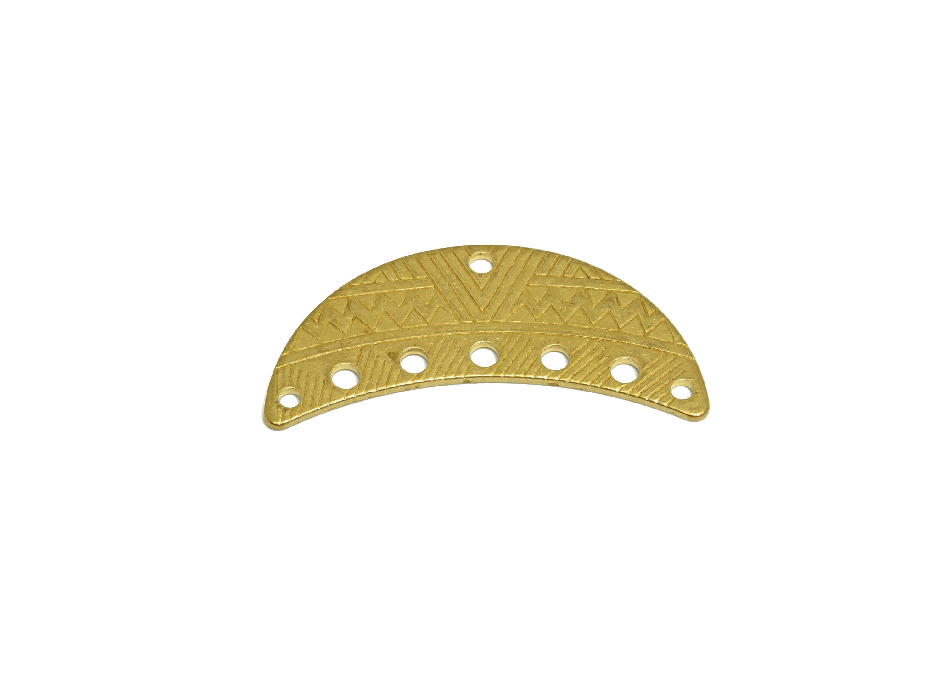 Brass Crescent Connector For Tassel Chain Earring - Raw Brass Crescent Earring Charm - Brass Moon Earring Charm - 35.2x16.2x1mm - PP10205 - DOMEDBAZAAR