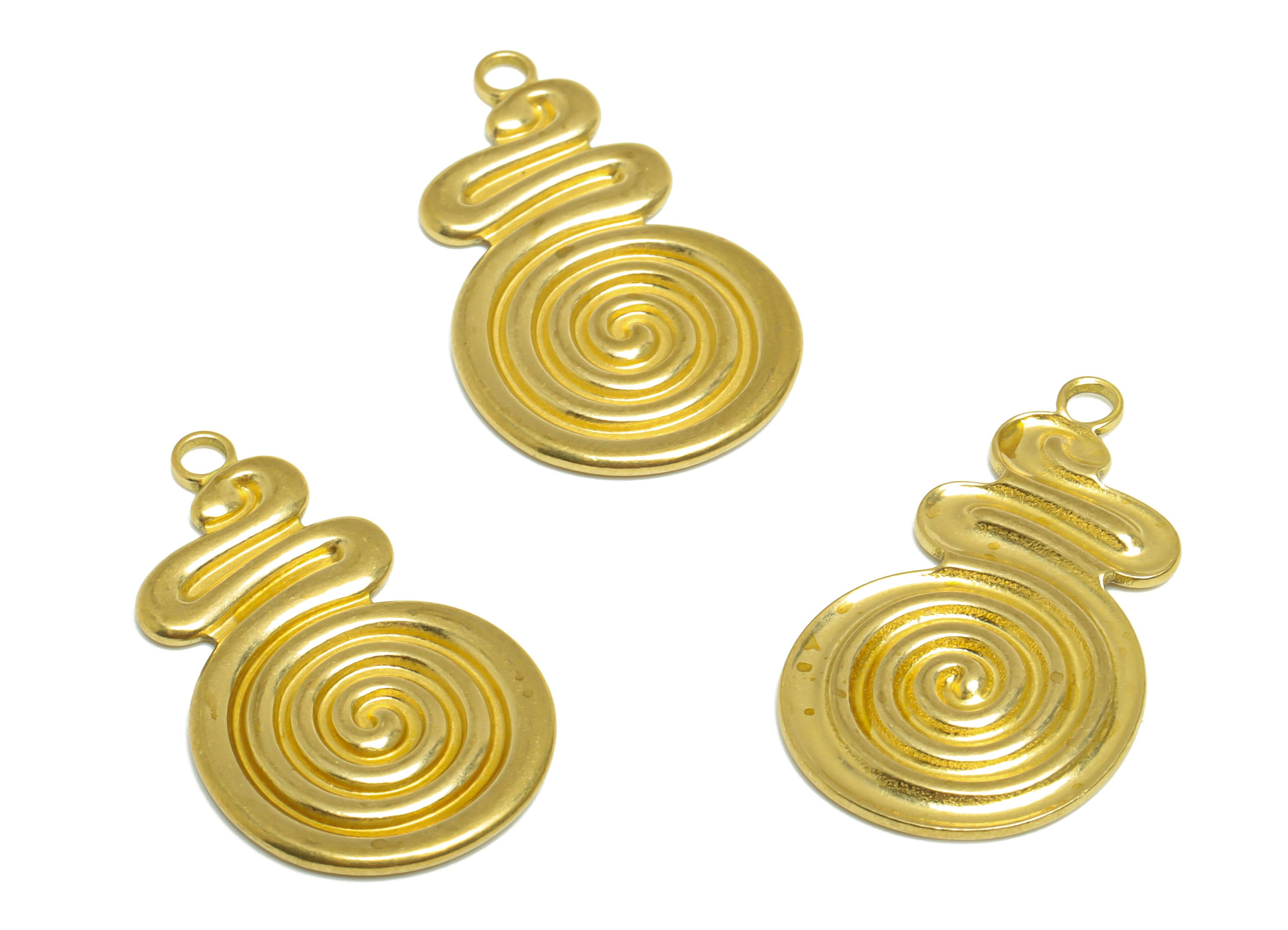 Brass Candy Earring Charm - Raw Brass Textured Snail Earring Charm - Brass Candy Earring Pendant - Earring Finding - 31.2x18.6x1mm - PP10160 - DOMEDBAZAAR