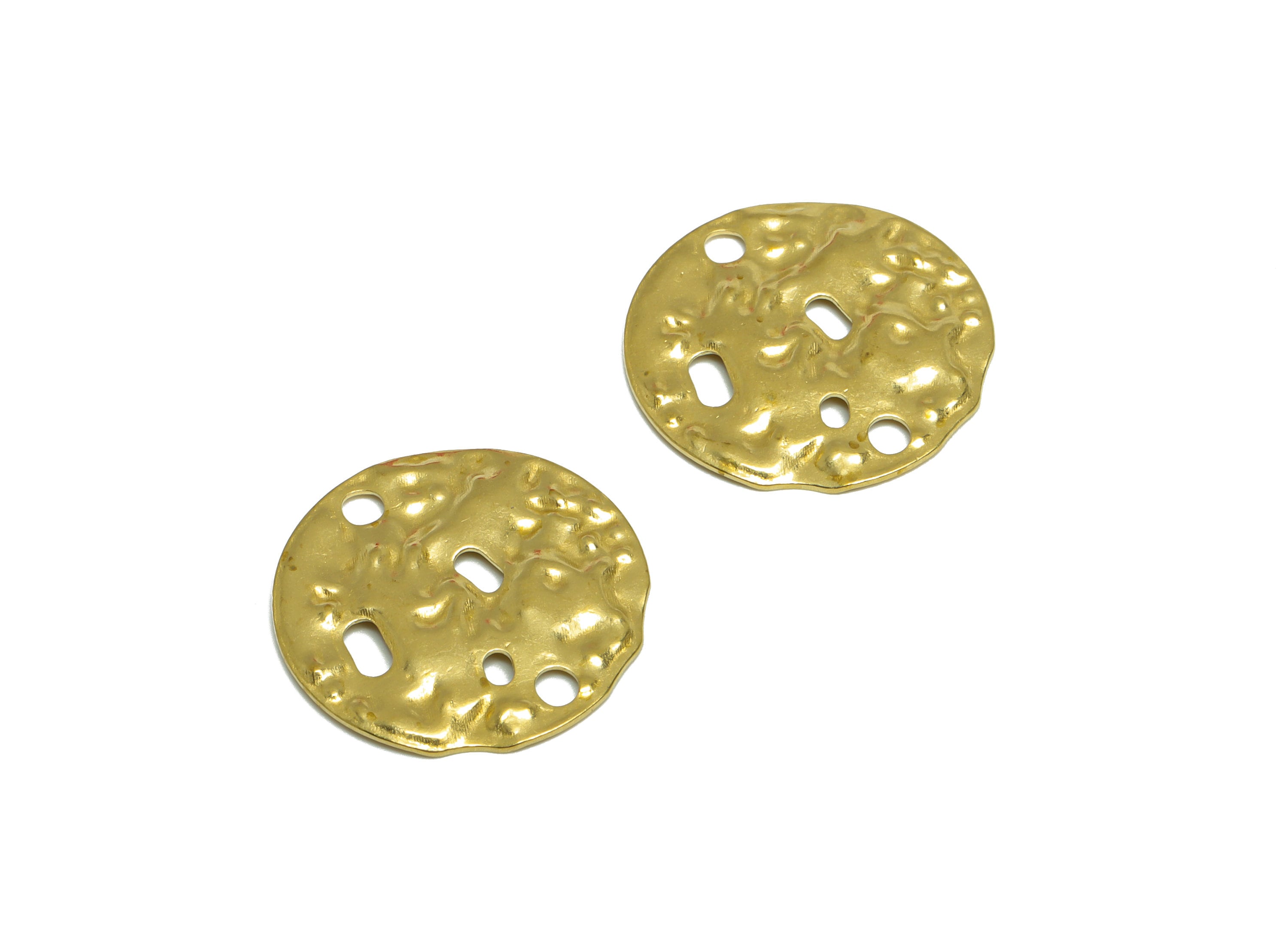 Brass Round Earring Charm - Raw Brass Lunar Surface Earring Charm - Brass Circle Earring Charm With Hole - 19x19x1.2mm - PP10197 - DOMEDBAZAAR