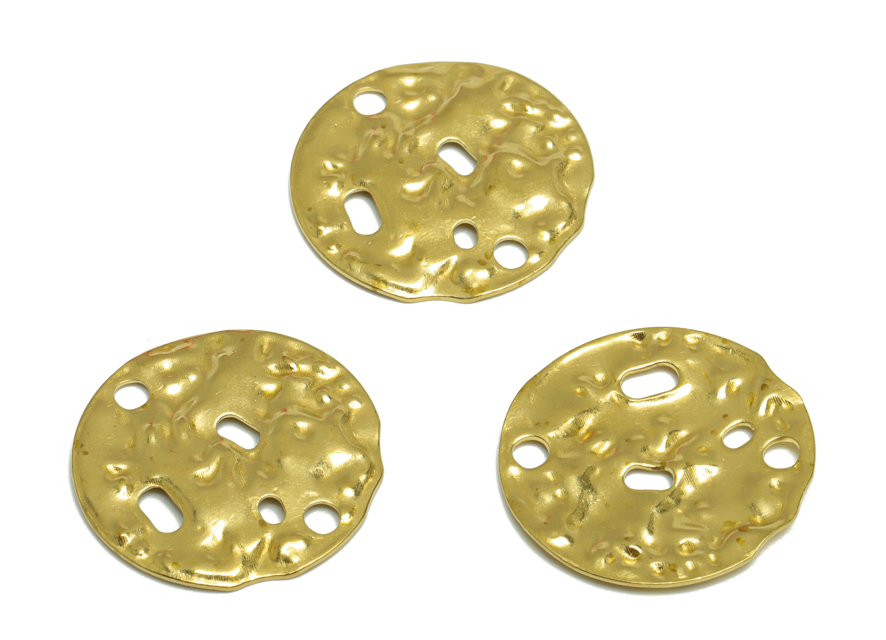 Brass Round Earring Charm - Raw Brass Lunar Surface Earring Charm - Brass Circle Earring Charm With Hole - 19x19x1.2mm - PP10197 - DOMEDBAZAAR