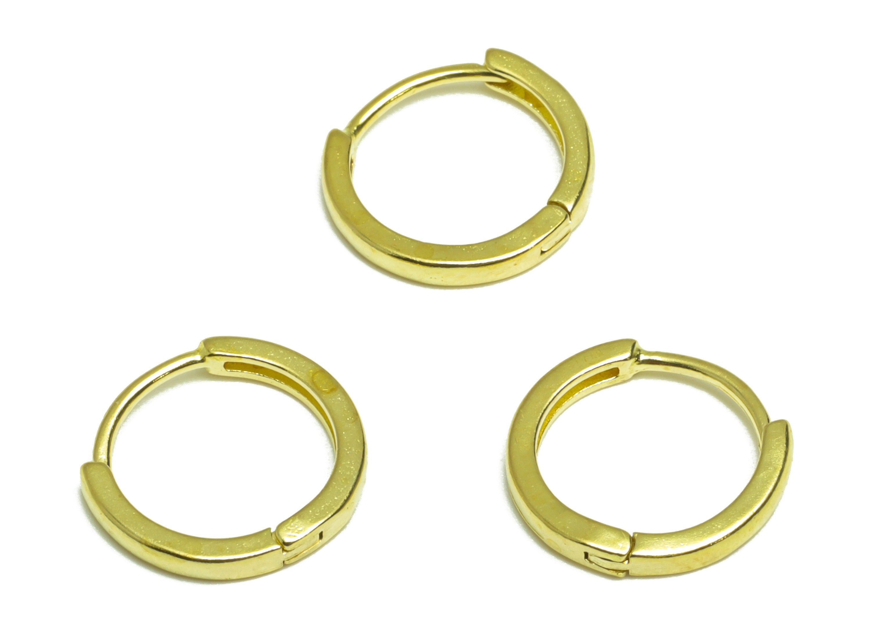 Brass Round Huggie Hoop Earring - Raw Brass Circle Hoop Earring - Brass Minimalist Huggie Hoop Clasp Earring - 12x11.4x1.74mm - PP10021 - DOMEDBAZAAR