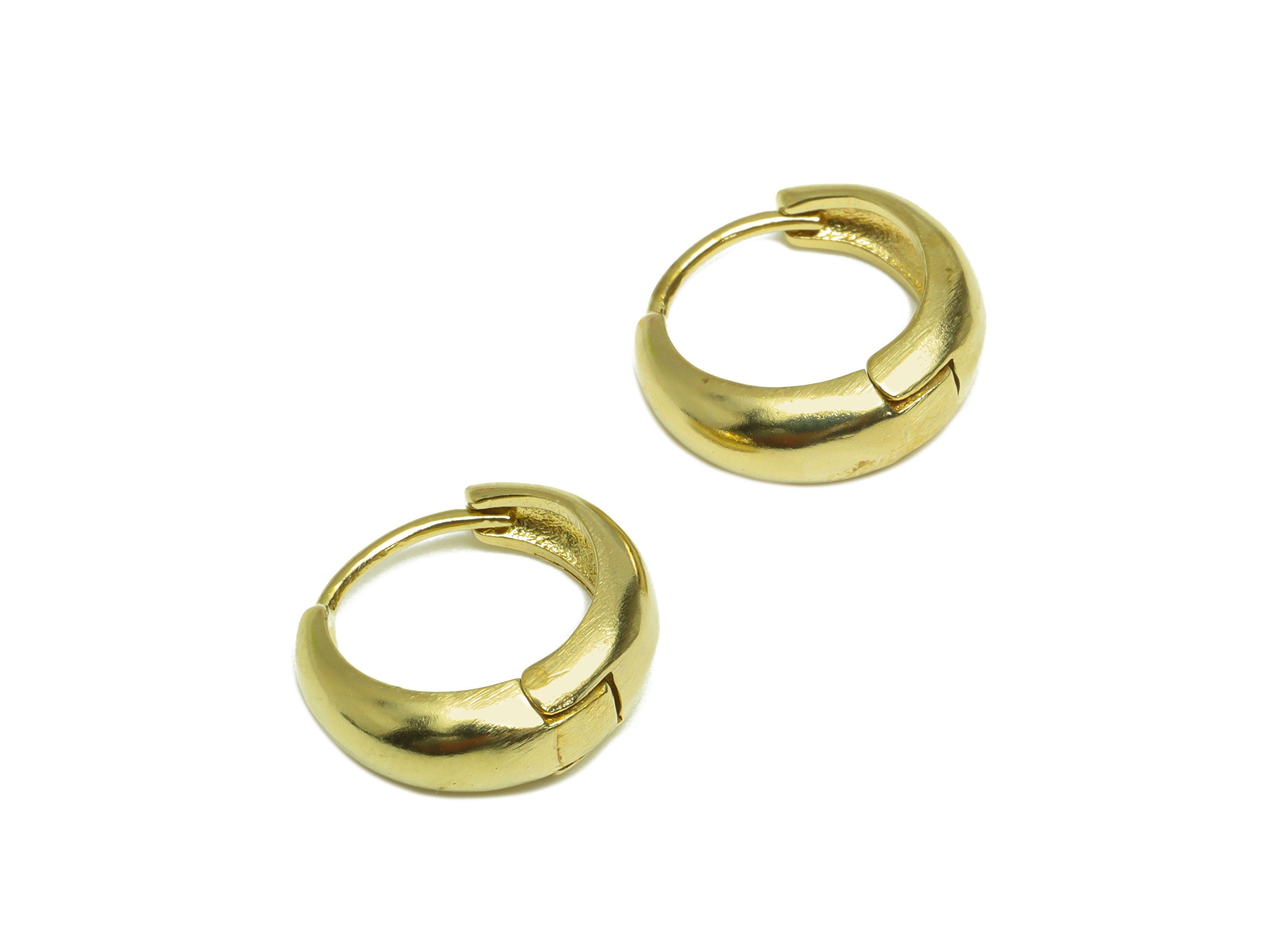 Brass Huggie Hoop Earring - Raw Brass Hoop Round Earring - Brass Thick Hoop Huggie Earring - Hoop Huggie Earring - 15x14.4x5mm - PP10050 - DOMEDBAZAAR
