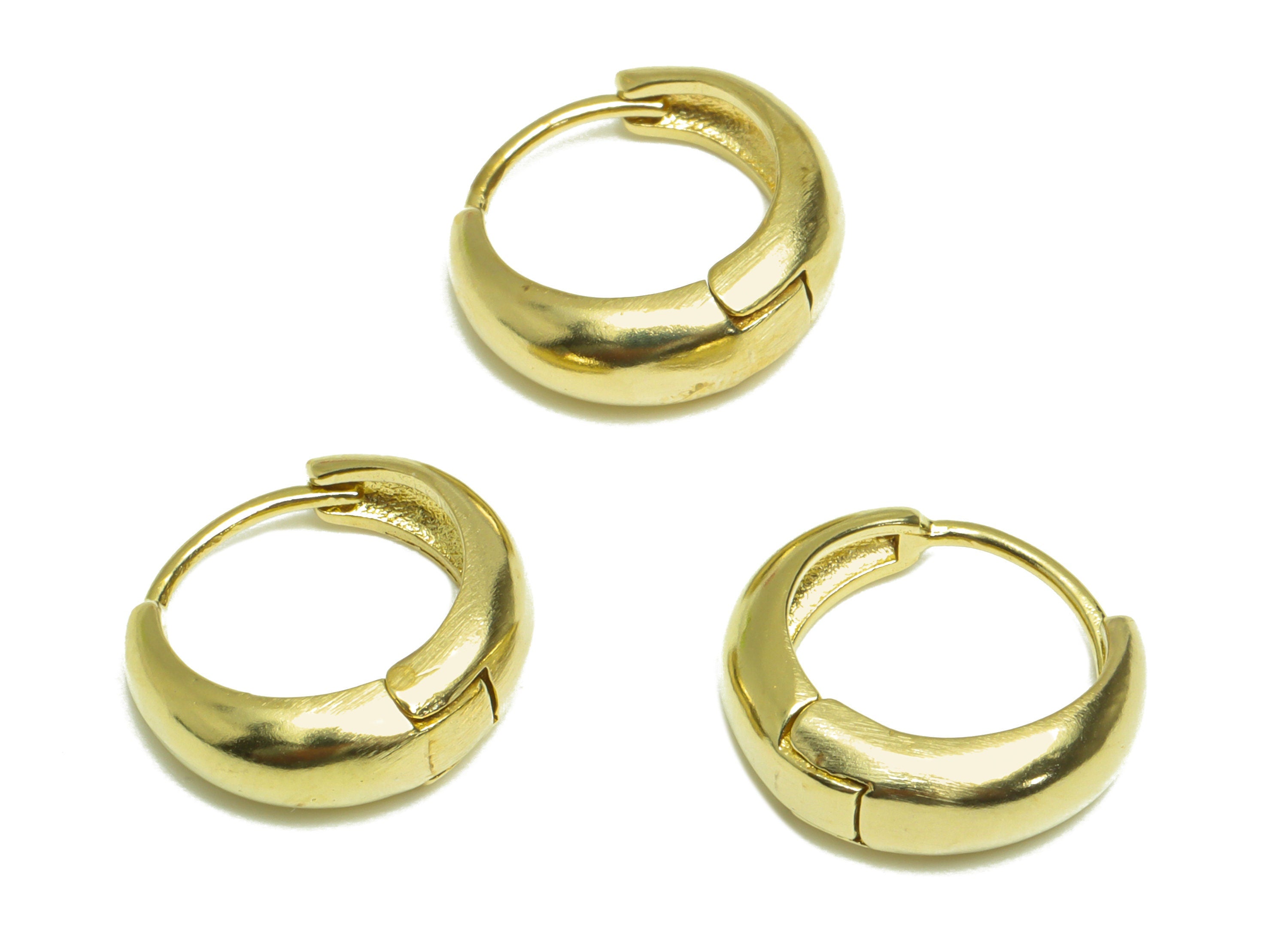 Brass Huggie Hoop Earring - Raw Brass Hoop Round Earring - Brass Thick Hoop Huggie Earring - Hoop Huggie Earring - 15x14.4x5mm - PP10050 - DOMEDBAZAAR