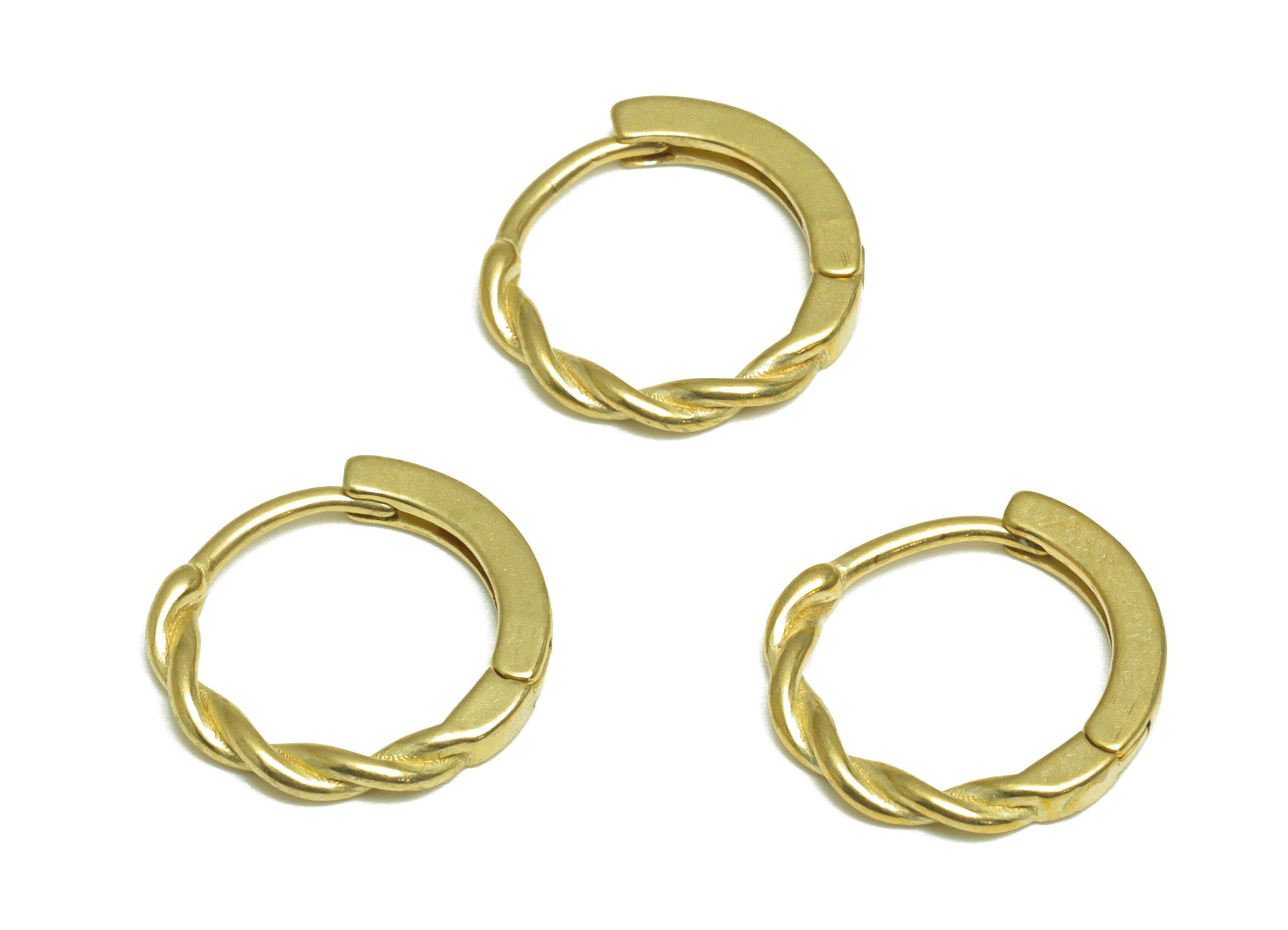 Brass Huggie Hoop Earring - Raw Brass Hoop Round Earring - Brass Twisted Wire Hoop Huggie Earring - Hoop Huggie Earring - 13x13x1mm -PP10132 - DOMEDBAZAAR