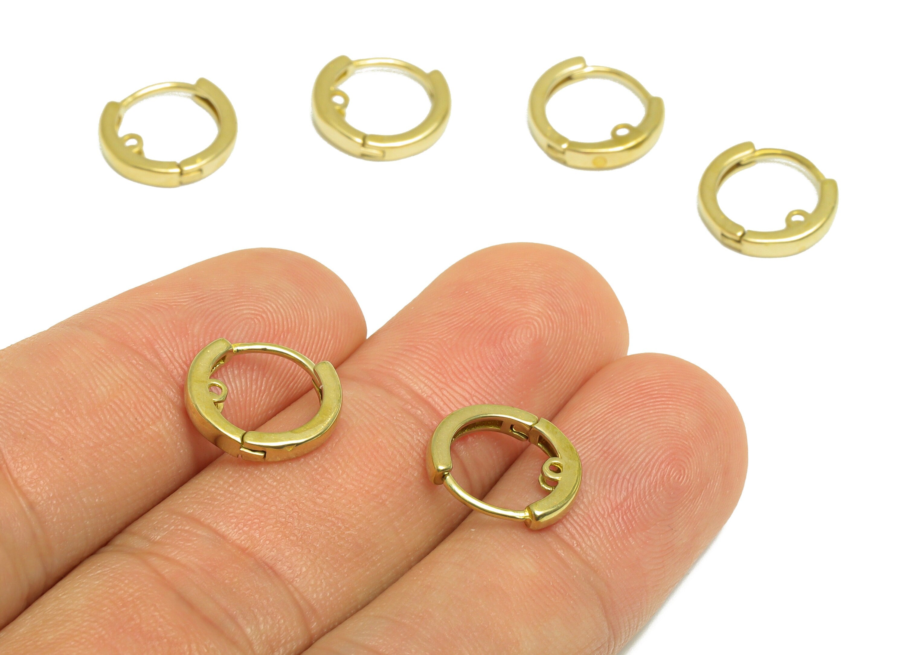 Brass Huggie Hoop Earring - Brass Hoop Round Earring - Huggie Earring With loop - Earring With Loop For Tassel - 12.3x11.3x2.6mm - PP10014 - DOMEDBAZAAR