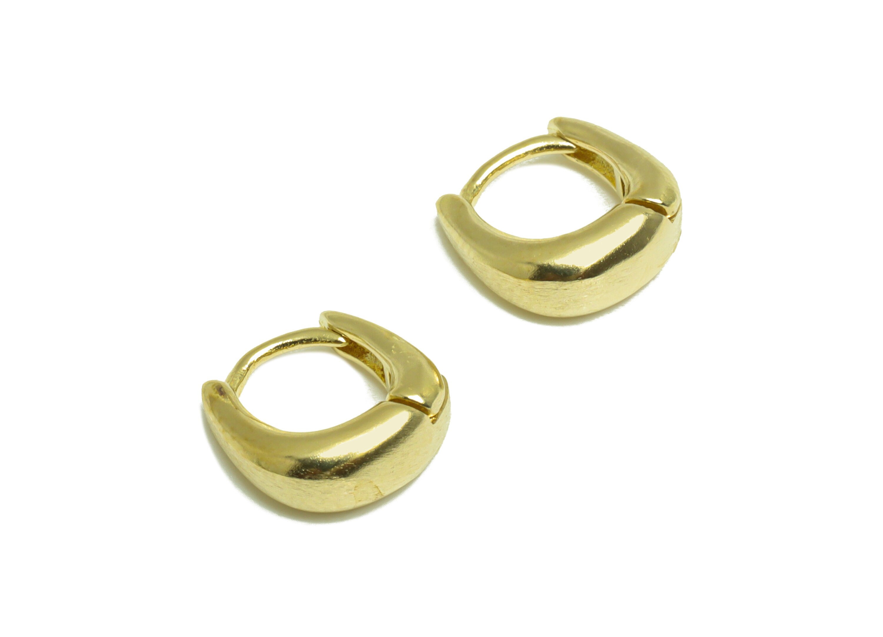 Brass Thick Huggie Hoop Earring - Raw Brass Thick Square Hoop Earring - Brass Minimalist Huggie Hoop Earring - 10.7x10.7x4.6mm - PP10012 - DOMEDBAZAAR