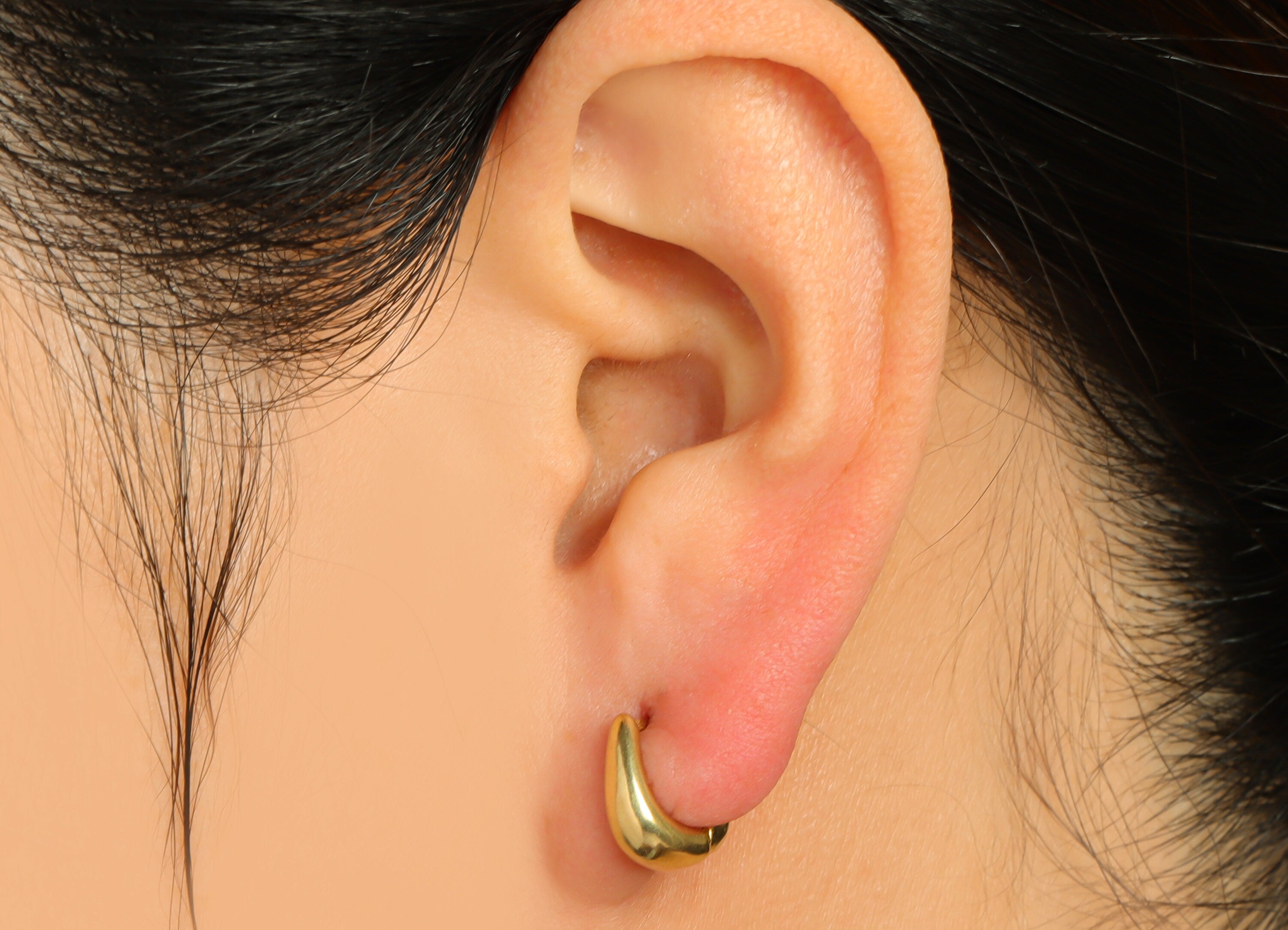 Brass Thick Huggie Hoop Earring - Raw Brass Thick Square Hoop Earring - Brass Minimalist Huggie Hoop Earring - 10.7x10.7x4.6mm - PP10012 - DOMEDBAZAAR