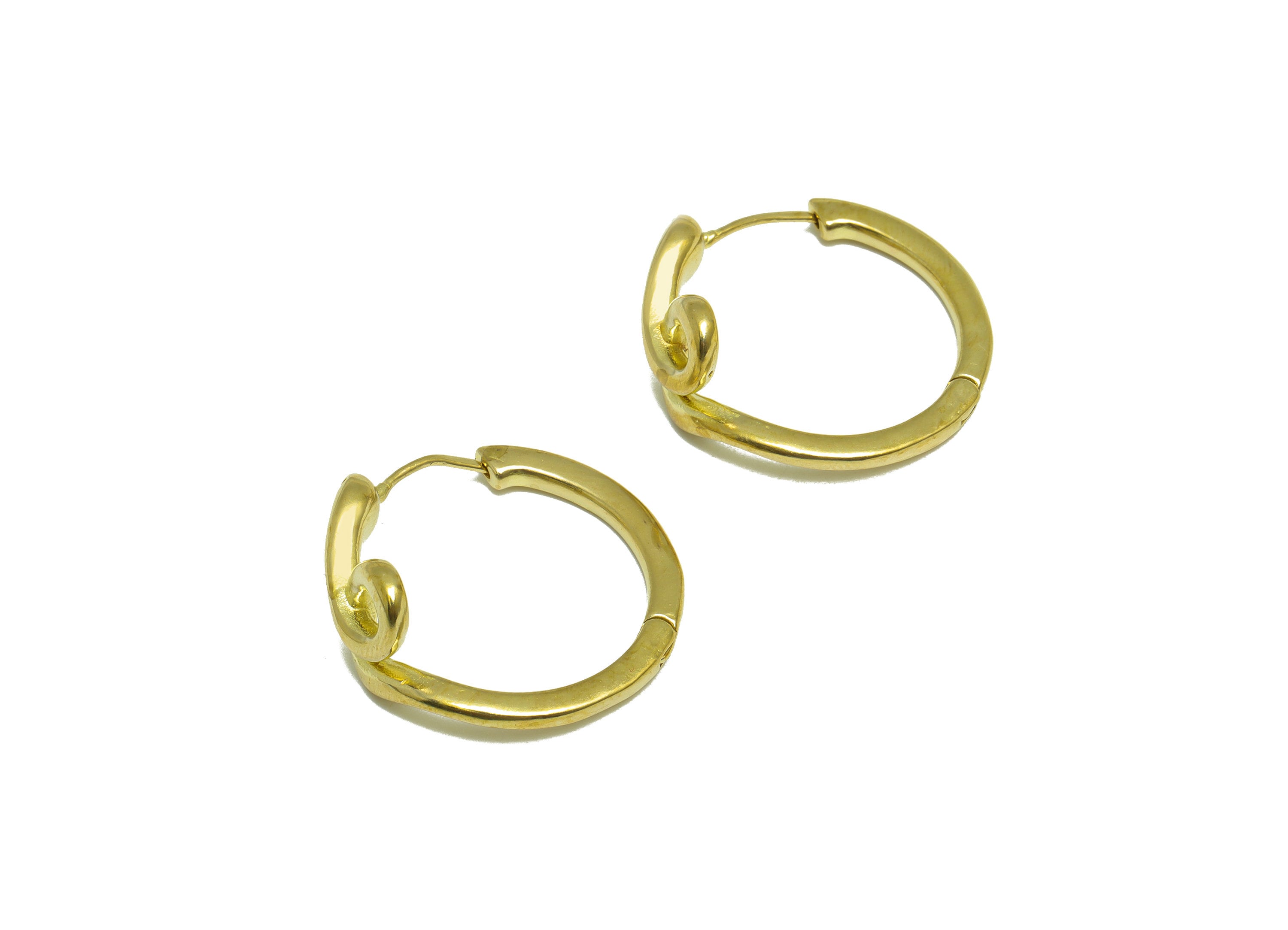 Brass Snake Huggie Hoop Earring - Raw Brass Animal Hoop Round Earring - Brass Twine Sanke Hoop Huggie Earring - 28x26x12.2mm - PP10024 - DOMEDBAZAAR