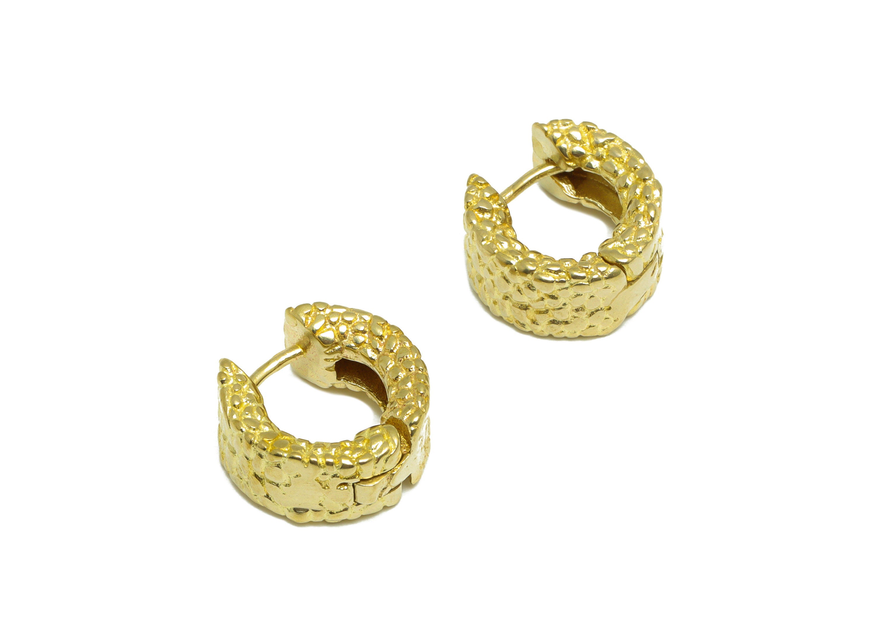Brass Thick Huggie Hoop Earring - Raw Brass Hammered Hoop Earring - Textured Hoop Huggie Earring - Thick Huggie Earring - 15x14x7mm -PP10046 - DOMEDBAZAAR