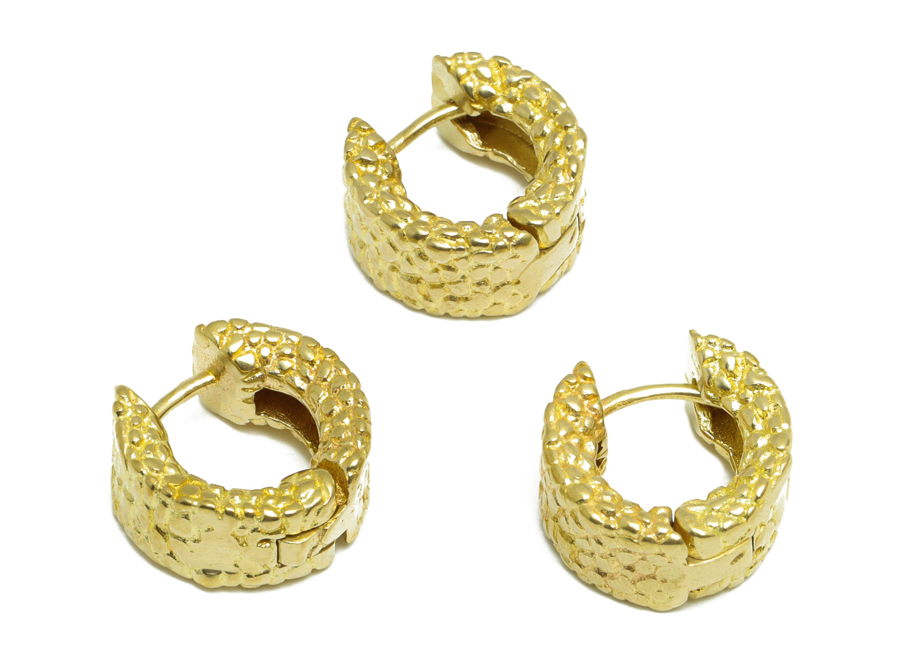 Brass Thick Huggie Hoop Earring - Raw Brass Hammered Hoop Earring - Textured Hoop Huggie Earring - Thick Huggie Earring - 15x14x7mm -PP10046 - DOMEDBAZAAR