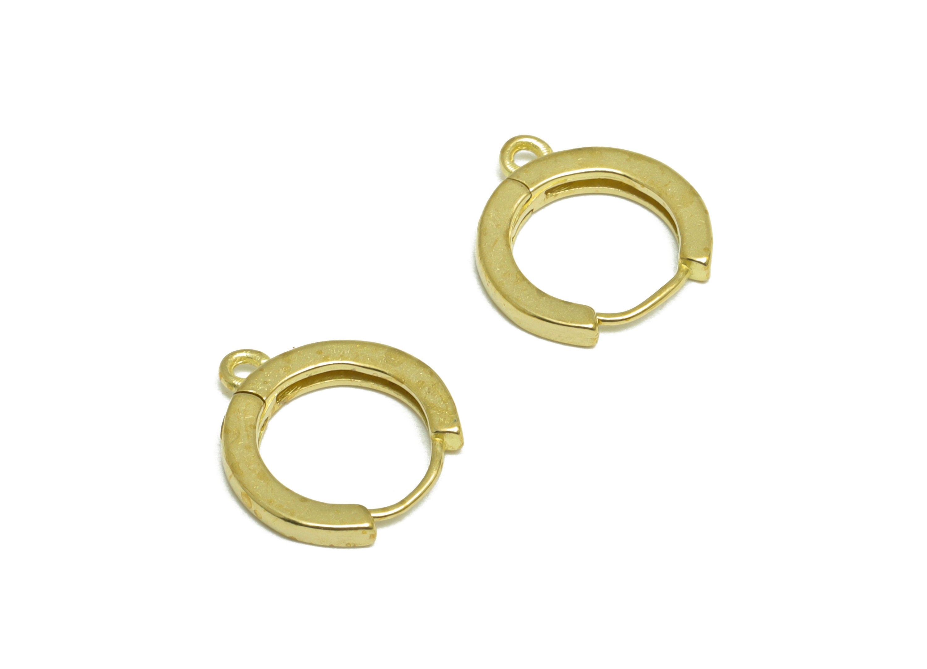 Brass Huggie Hoop Earring - Raw Brass Hoop Round Earring - Huggie Earring With loop - Earring With Loop For Tassel - 14.2x12.9x1mm - PP10149 - DOMEDBAZAAR
