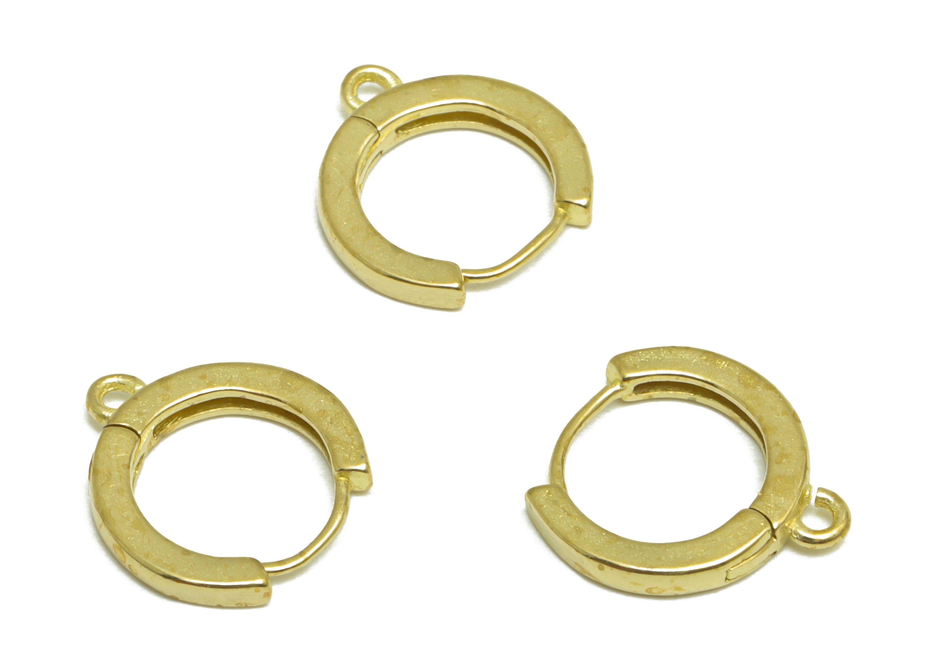 Brass Huggie Hoop Earring - Raw Brass Hoop Round Earring - Huggie Earring With loop - Earring With Loop For Tassel - 14.2x12.9x1mm - PP10149 - DOMEDBAZAAR