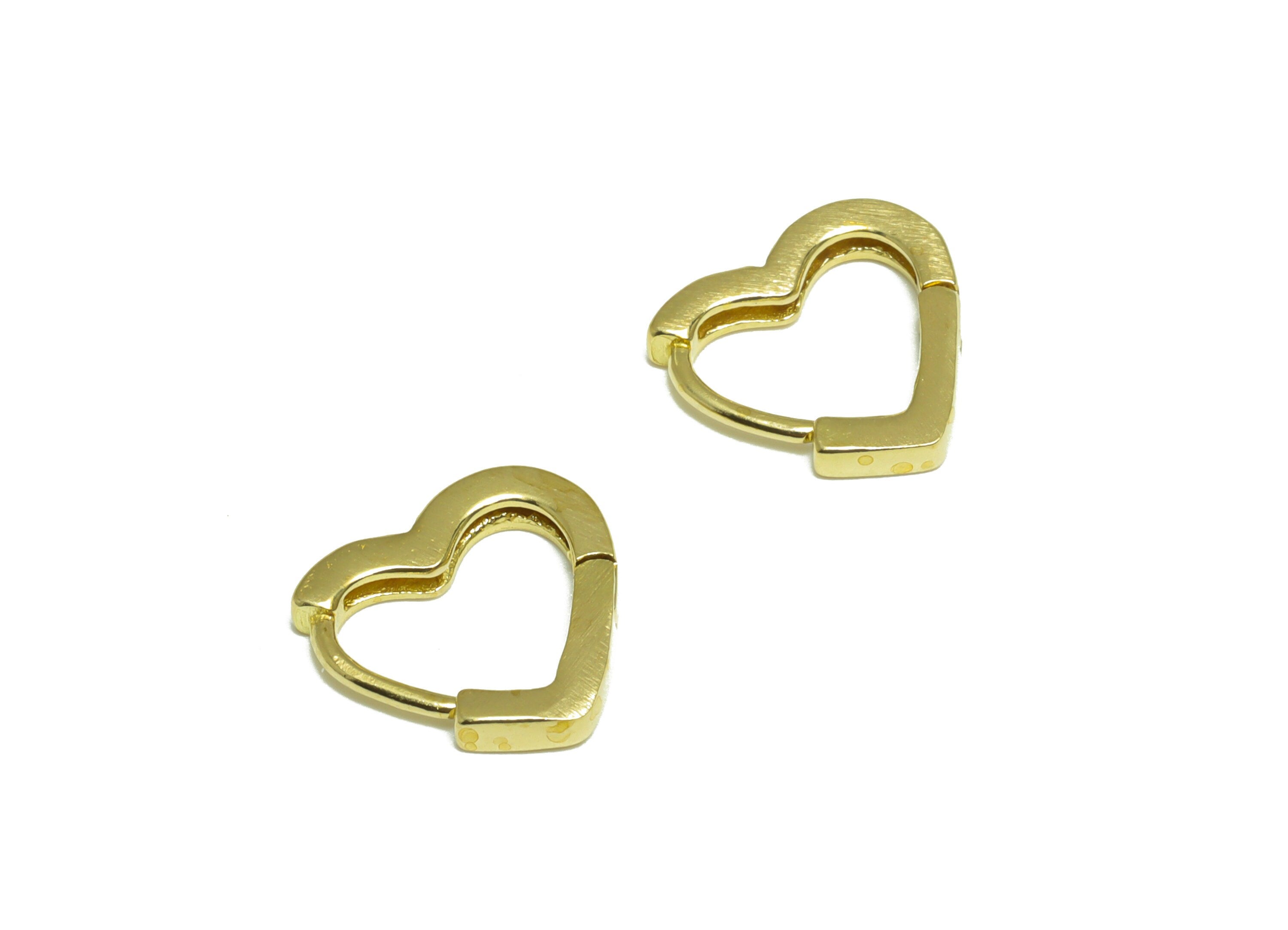 Brass Heart Huggie Hoop Earring - Raw Brass Hoop Heart Earring - Brass Hoop Huggie Earring - Brass Heart Hoop Earring - 12x11x2mm - PP10020 - DOMEDBAZAAR