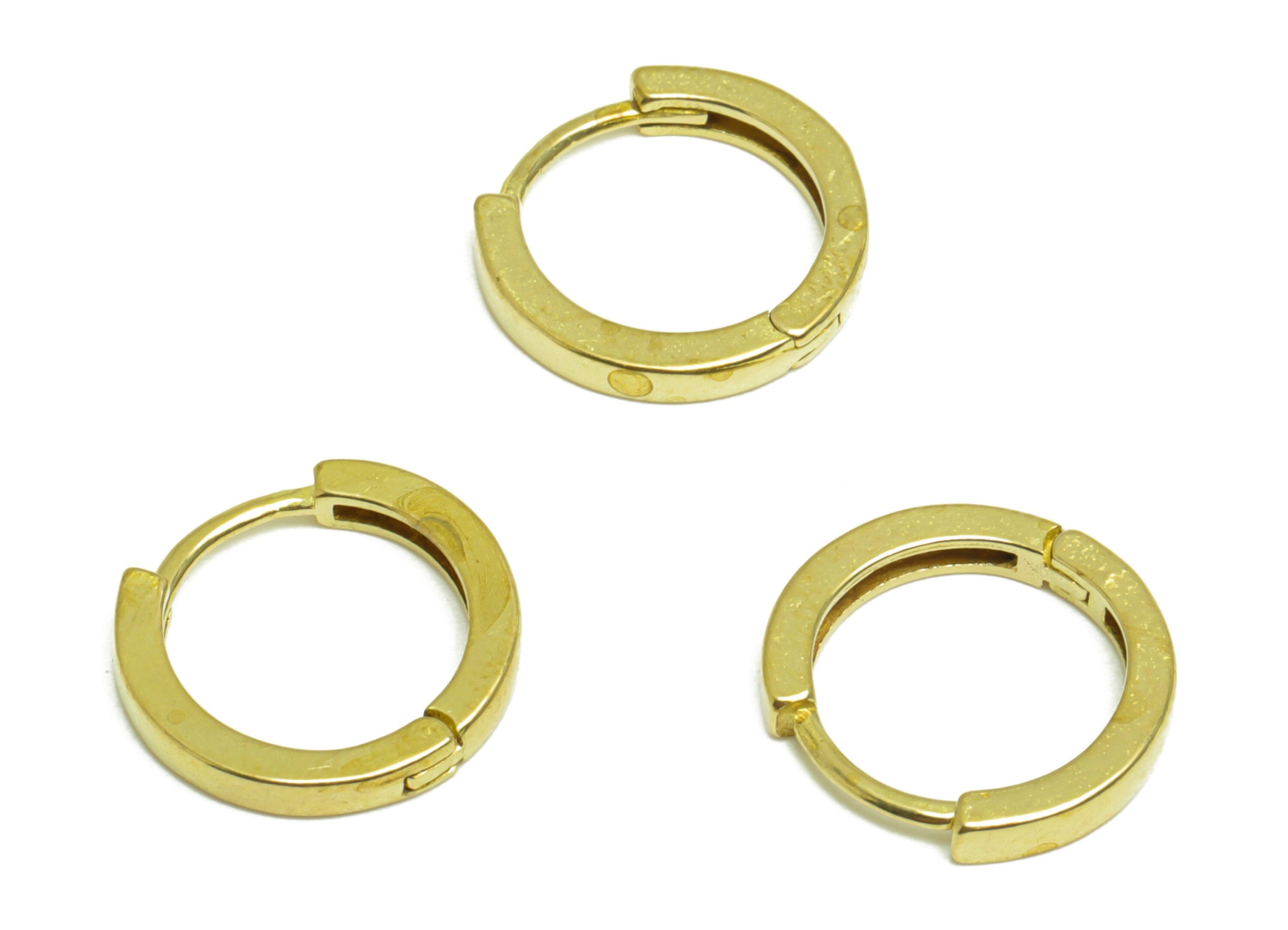 Brass Huggie Hoop Earring - Raw Brass Hoop Round Earring - Brass Minimalist Hoop Huggie Earring - Hoop Huggie Earring - 14x13x2mm - PP10032 - DOMEDBAZAAR