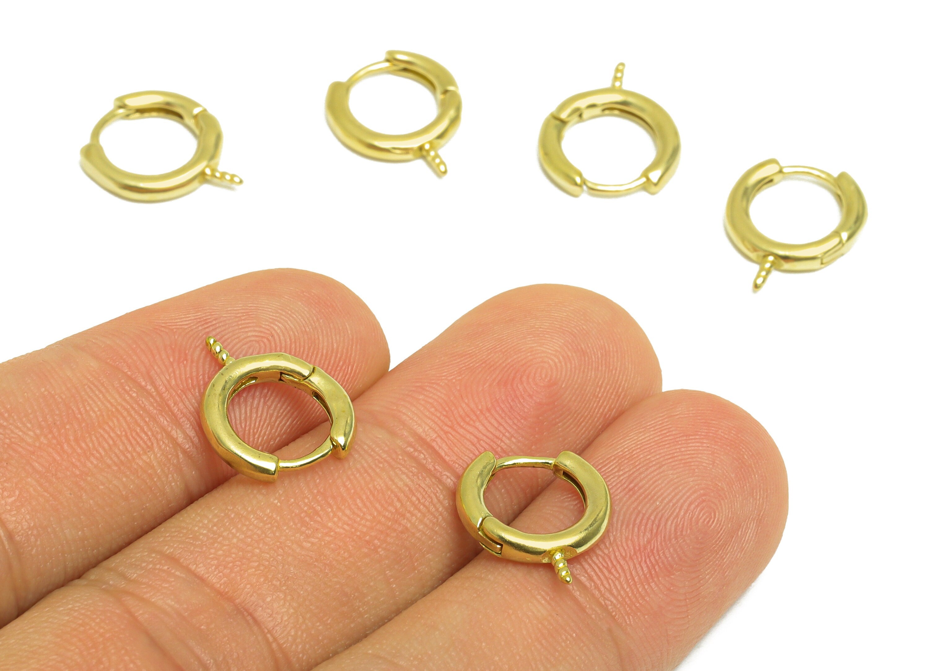 Brass Round Hoop Earring Pearl Setting - Raw Brass Hoop Huggie Round Earring - Brass Hoop Huggie Earring For Pearl - 14x12x2.1mm - PP10043 - DOMEDBAZAAR