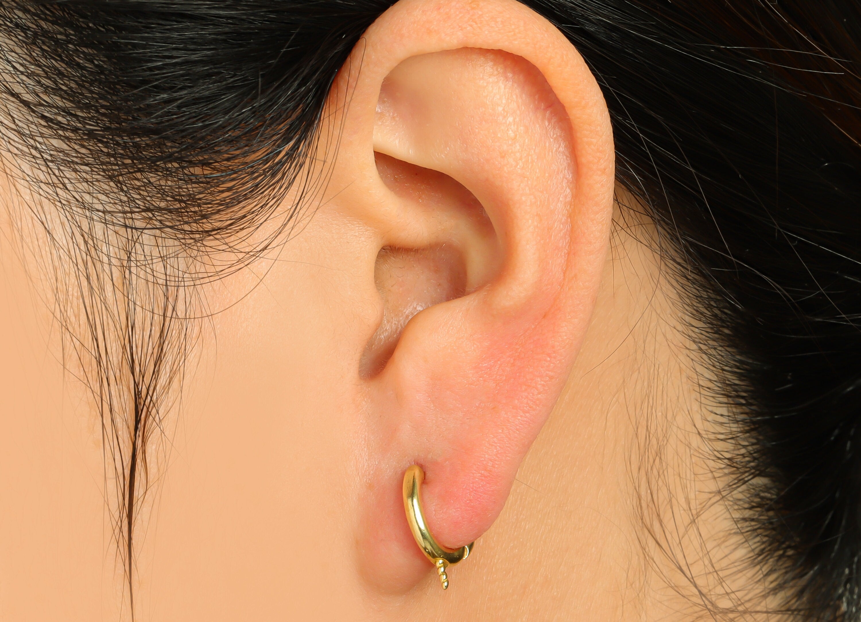 Brass Round Hoop Earring Pearl Setting - Raw Brass Hoop Huggie Round Earring - Brass Hoop Huggie Earring For Pearl - 14x12x2.1mm - PP10043 - DOMEDBAZAAR