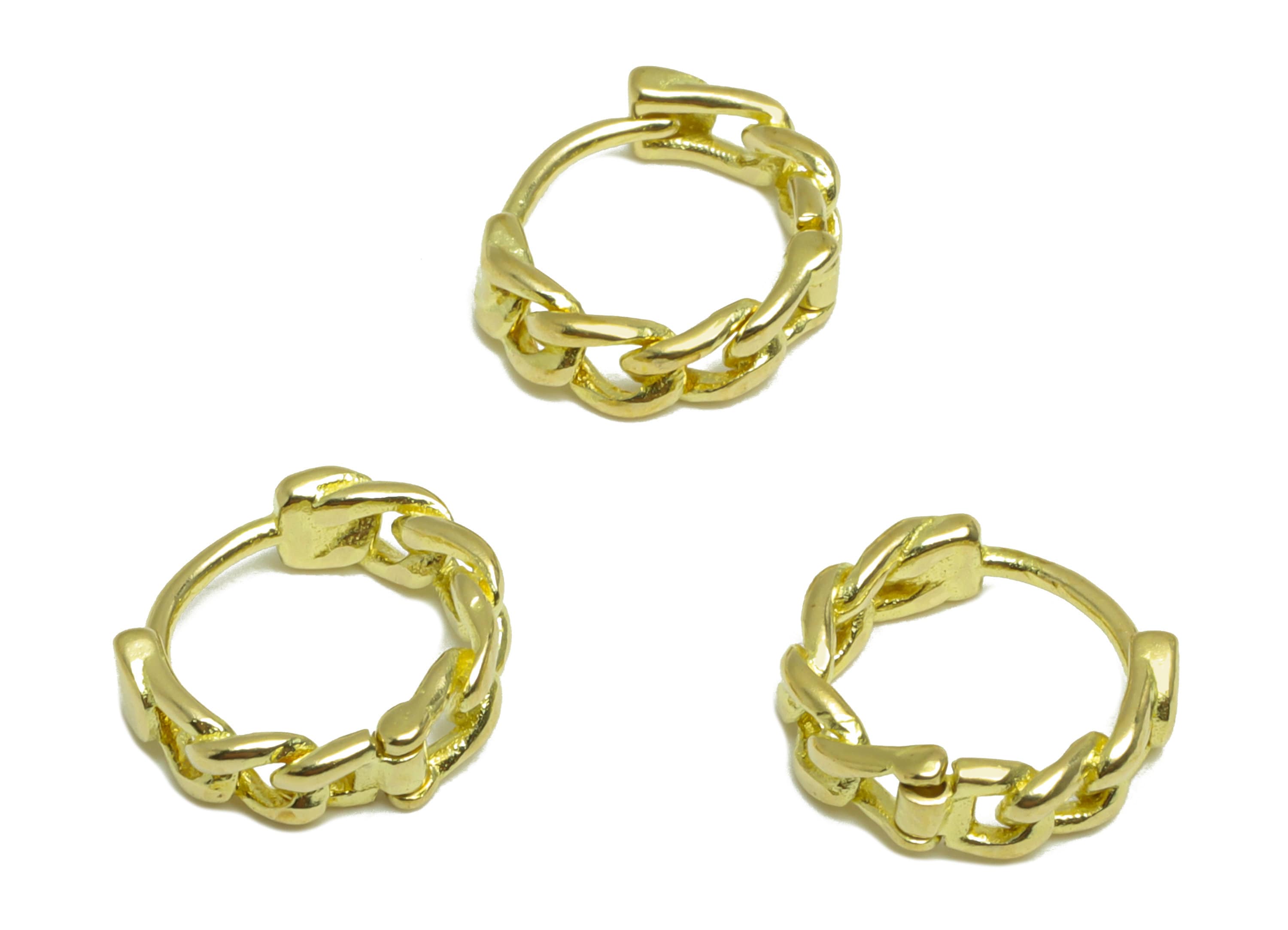 Brass Chain Huggie Hoop Earring - Raw Brass Hoop Earring - Brass Curb Chian Hoop Huggie Earring - Hoop Huggie Earring - 10x10x3mm - PP10017 - DOMEDBAZAAR