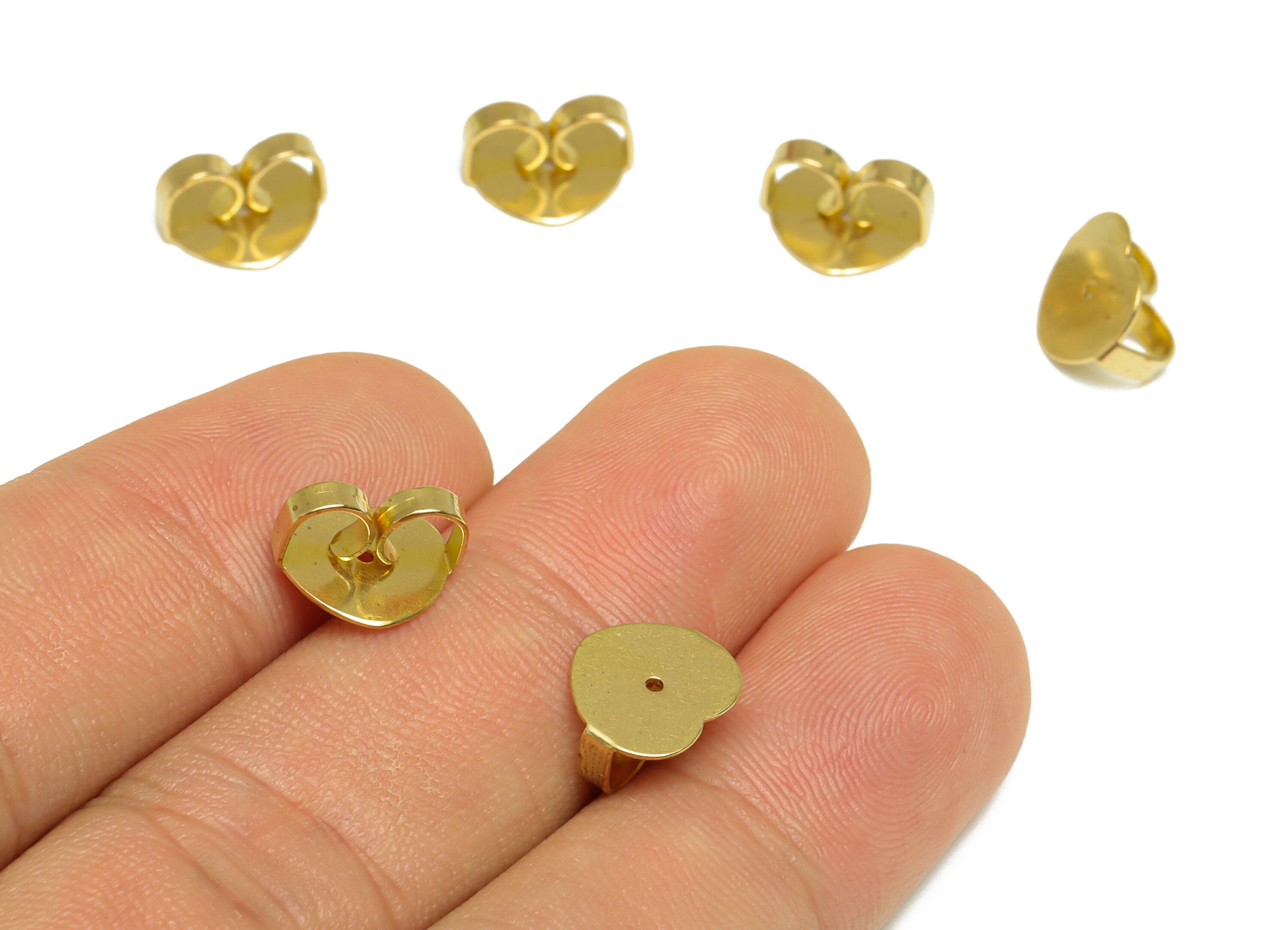 Brass Heart Earring Back - Brass Stud Earring Back Stopper - Earring Post Nuts Stopper - Earring Wire Back - Ear Back - 10x8x5mm - PP10117 - DOMEDBAZAAR